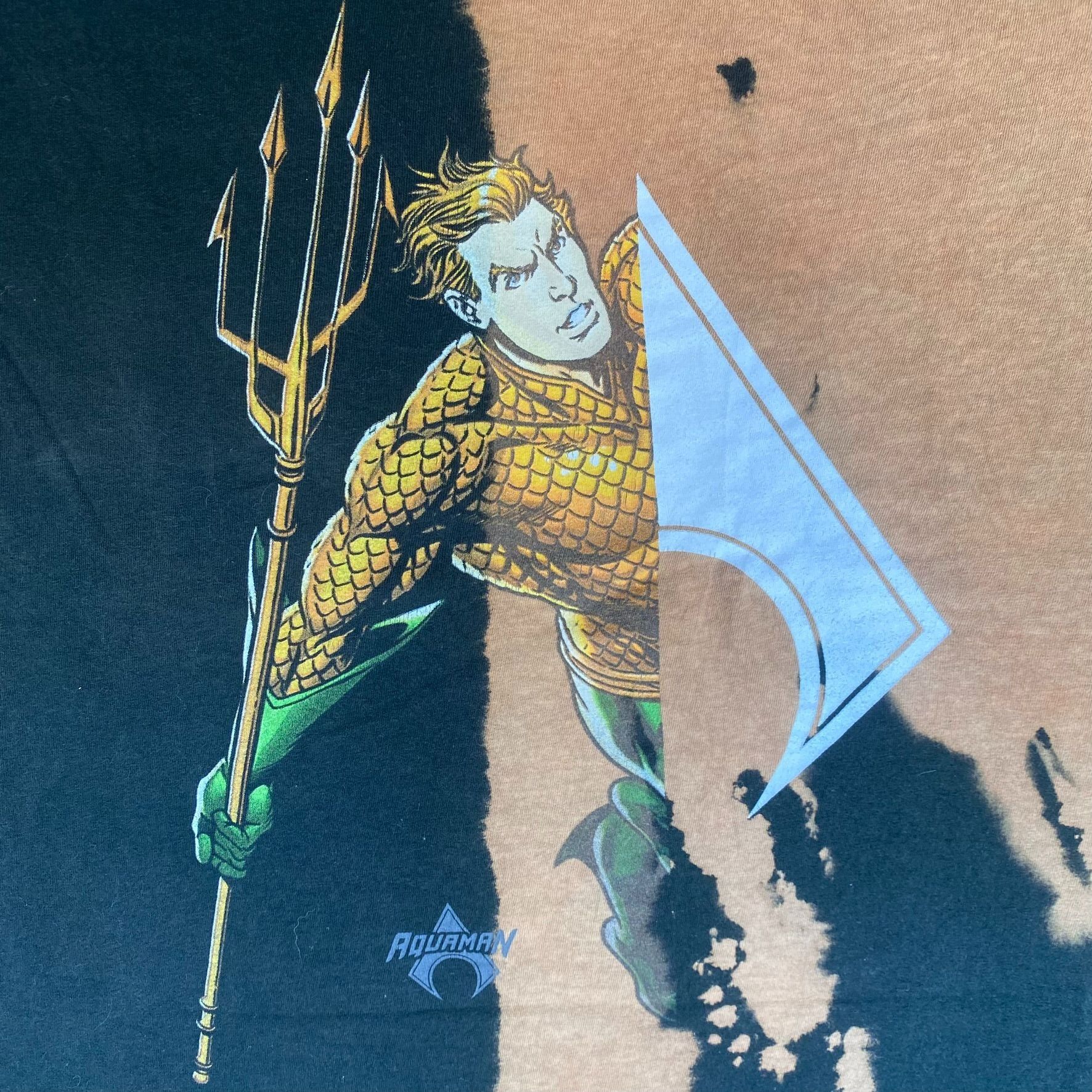 DC Comics Vintage Y2K Aquaman Shirt DC Comics Bleached Superhero Tee Size US L / EU 52-54 / 3 - 3 Thumbnail