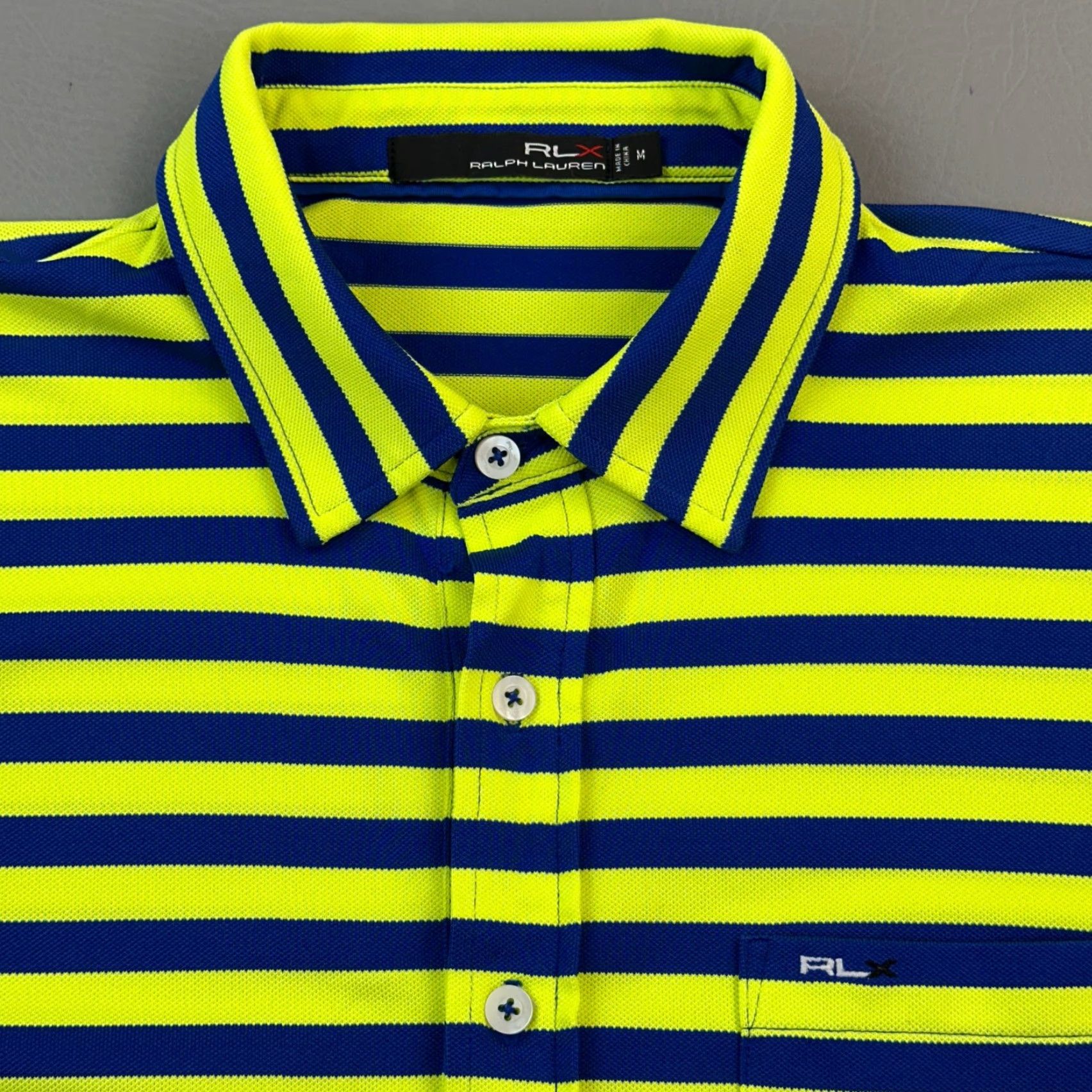 RLX Ralph Lauren RLX Ralph Lauren Polo Shirt Mens Medium Green Striped Performance Pocket Golf Size US M / EU 48-50 / 2 - 2 Thumbnail