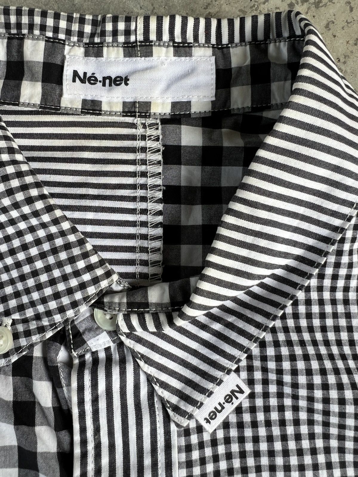 Issey Miyake × Japanese Brand × Ne-Net Ne-net X Issey Miyake Checked Patchwork Shirt Size US M / EU 48-50 / 2 - 6 Thumbnail