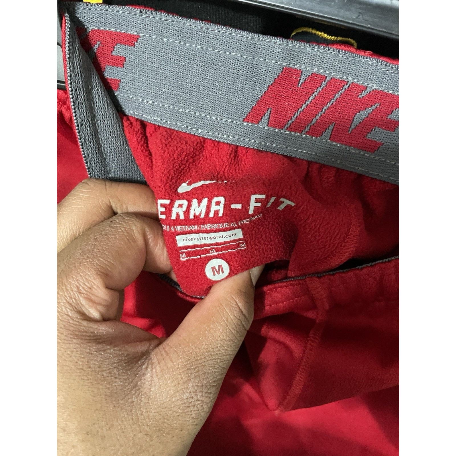 Nike Size M- NIKE THERMA-FIT Sweatpants Red And Grey Straight Leg Size US 37 - 3 Thumbnail