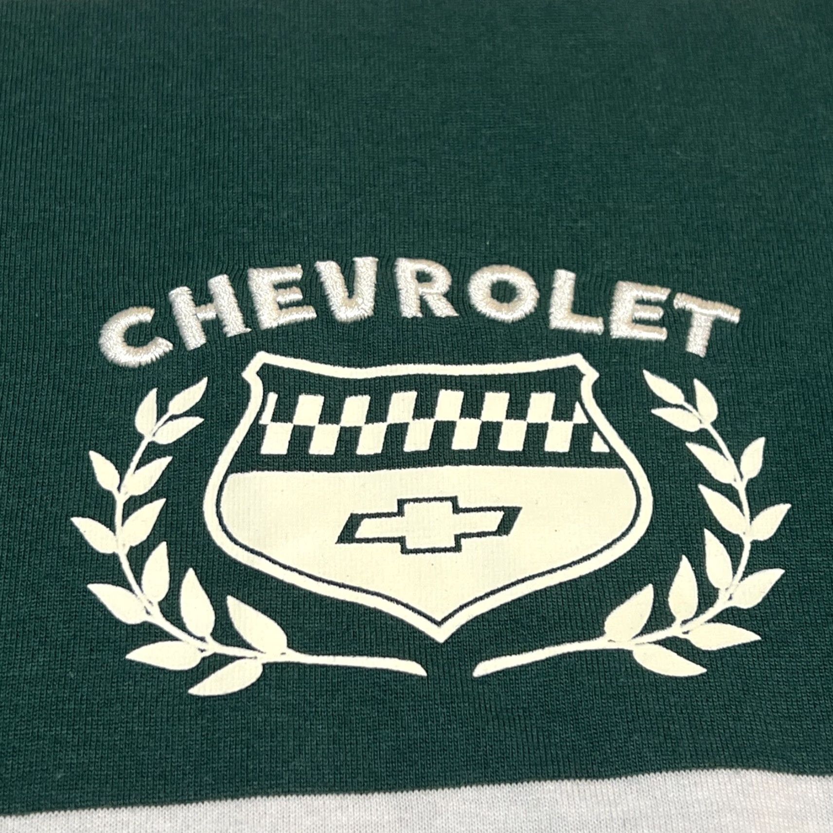 Vintage GM Chevrolet Polo Rugby Shirt Men Large Long Sleeve Green White Striped NWT Size US L / EU 52-54 / 3 - 4 Thumbnail