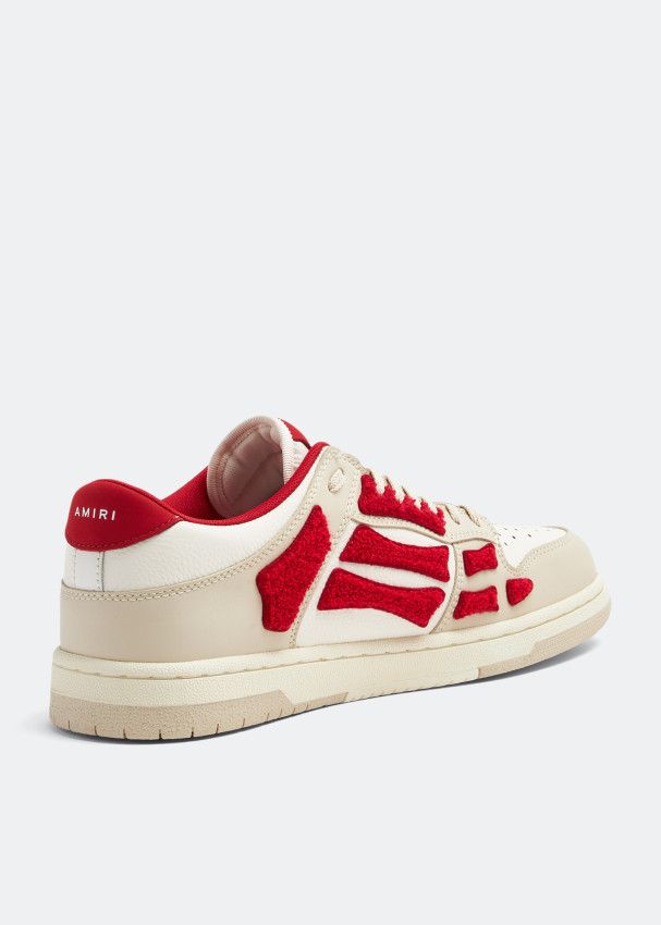 Amiri o1w1db11224 Skel Panelled Leather Low-Top Sneakers White/Red Size US 15 / EU 48 - 4 Thumbnail