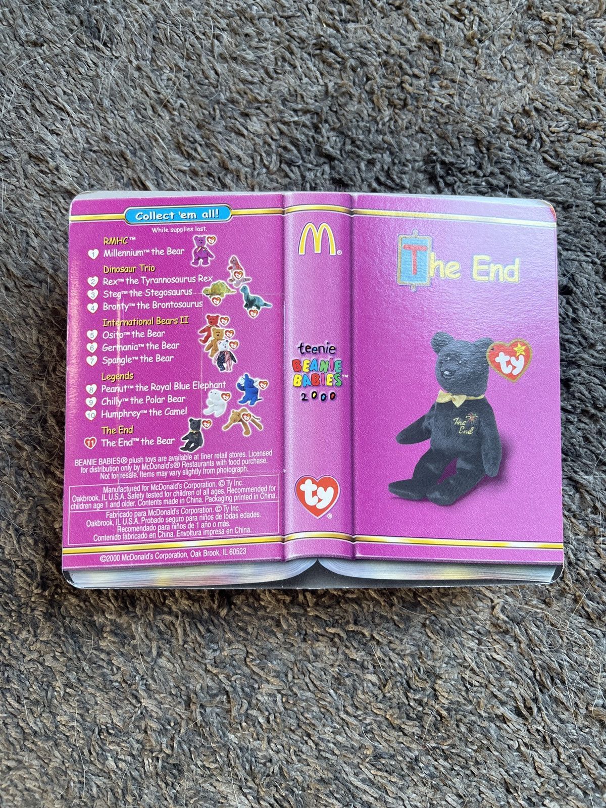 Vintage 2000 McDonald’s Ty The End The Bear Teenie Beanie Baby Size ONE SIZE - 2 Thumbnail