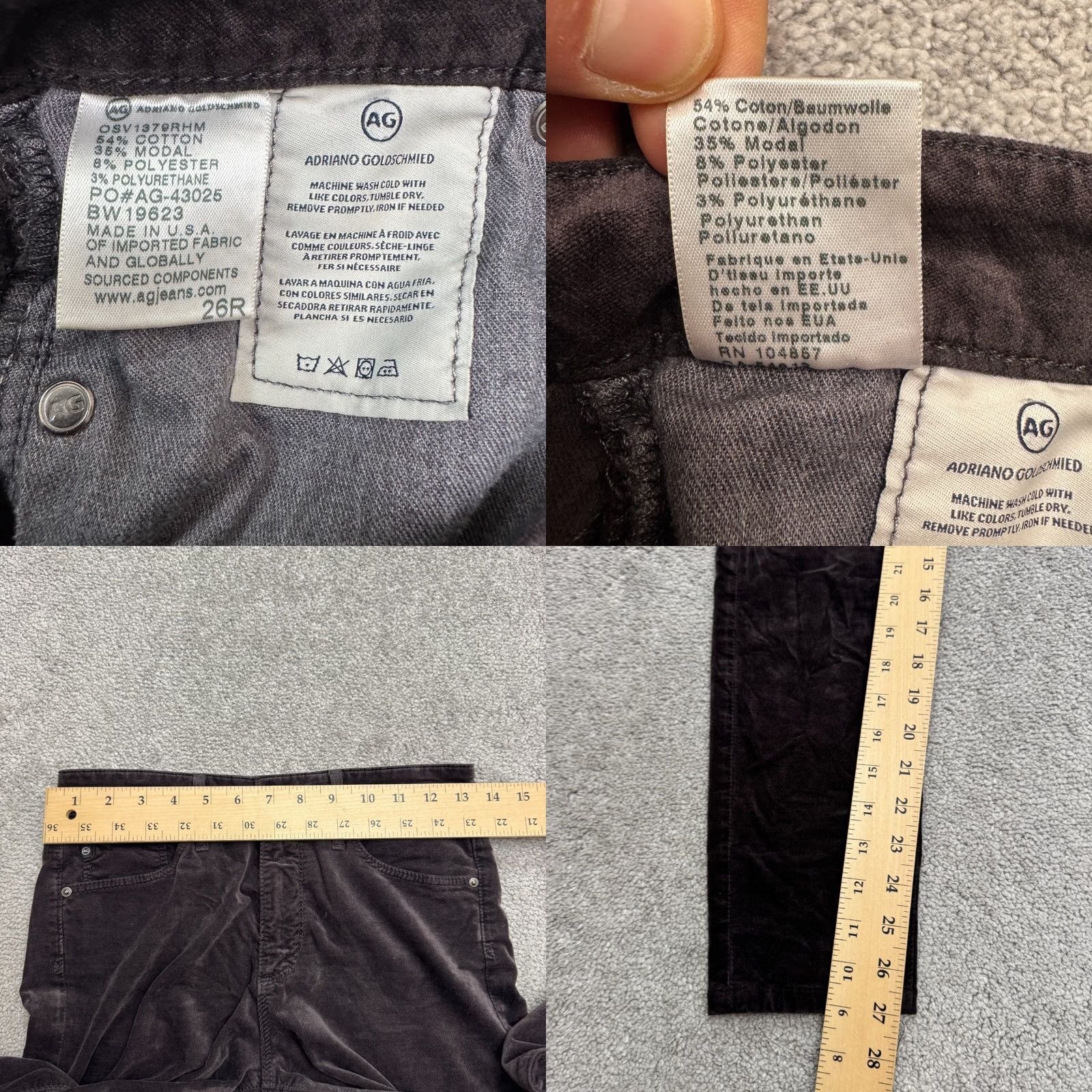 Vintage AG Adriano Goldschmied Farrah Skinny Velveteen Pants Womens 26R Brown High Rise Slim Jeans Pant Shoes? Size 26" / US 2 / IT 38 - 8 Thumbnail