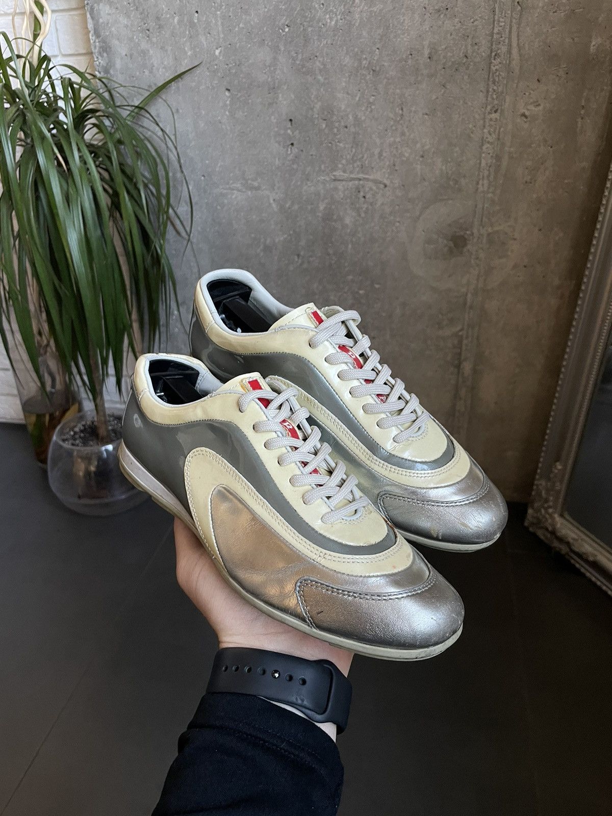 image of Prada Sport Sneakers Silver/white 3E 4553 in White/Silver, Women's