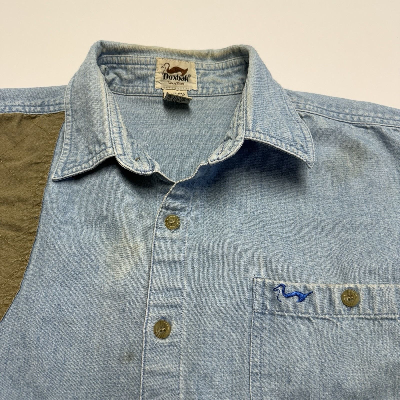 Vintage Vintage Duxbak Shooting/Hunting Long Sleeve Blue Button Up Size US XL / EU 56 / 4 - 4 Thumbnail