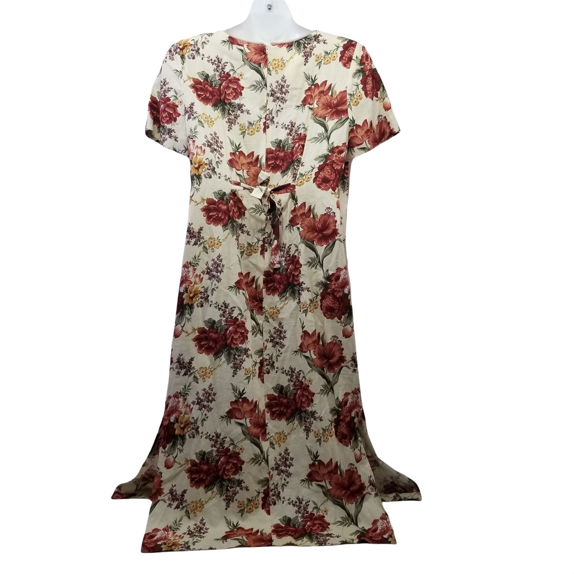 Other Jessica Howard 16 Yellow Red Floral Linen House Dress Modest Size XXL / US 16-18 / IT 52-54 - 3 Thumbnail