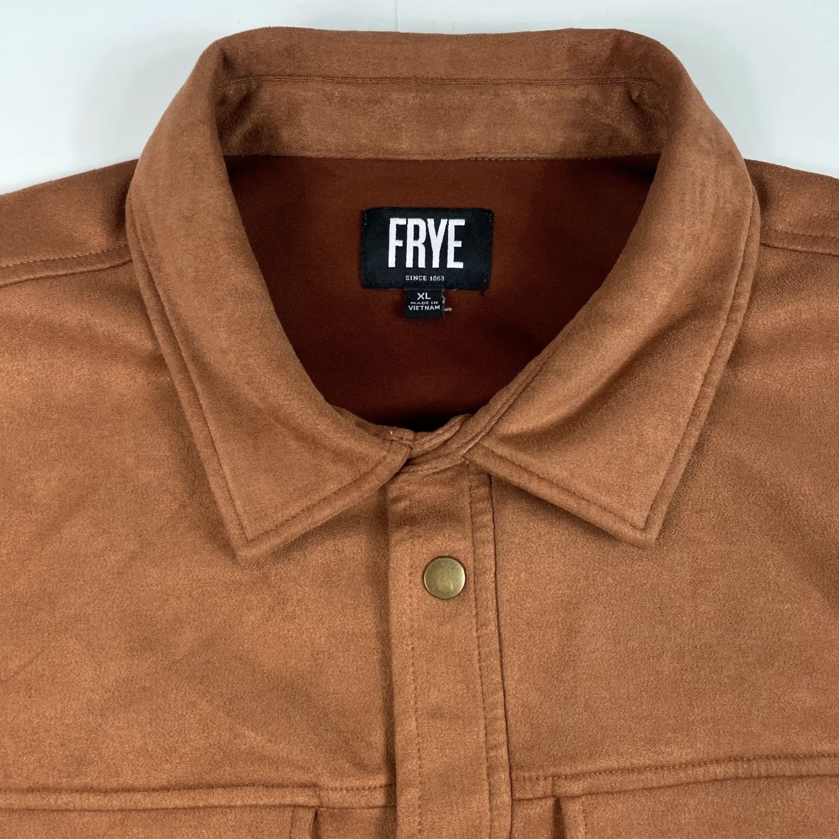 Frye VINTAGE Frye Shirt Men XL Brown Faux Suede Shacket Snap Up Western Rodeo Cowboy Shirt Size US XL / EU 56 / 4 - 7 Thumbnail