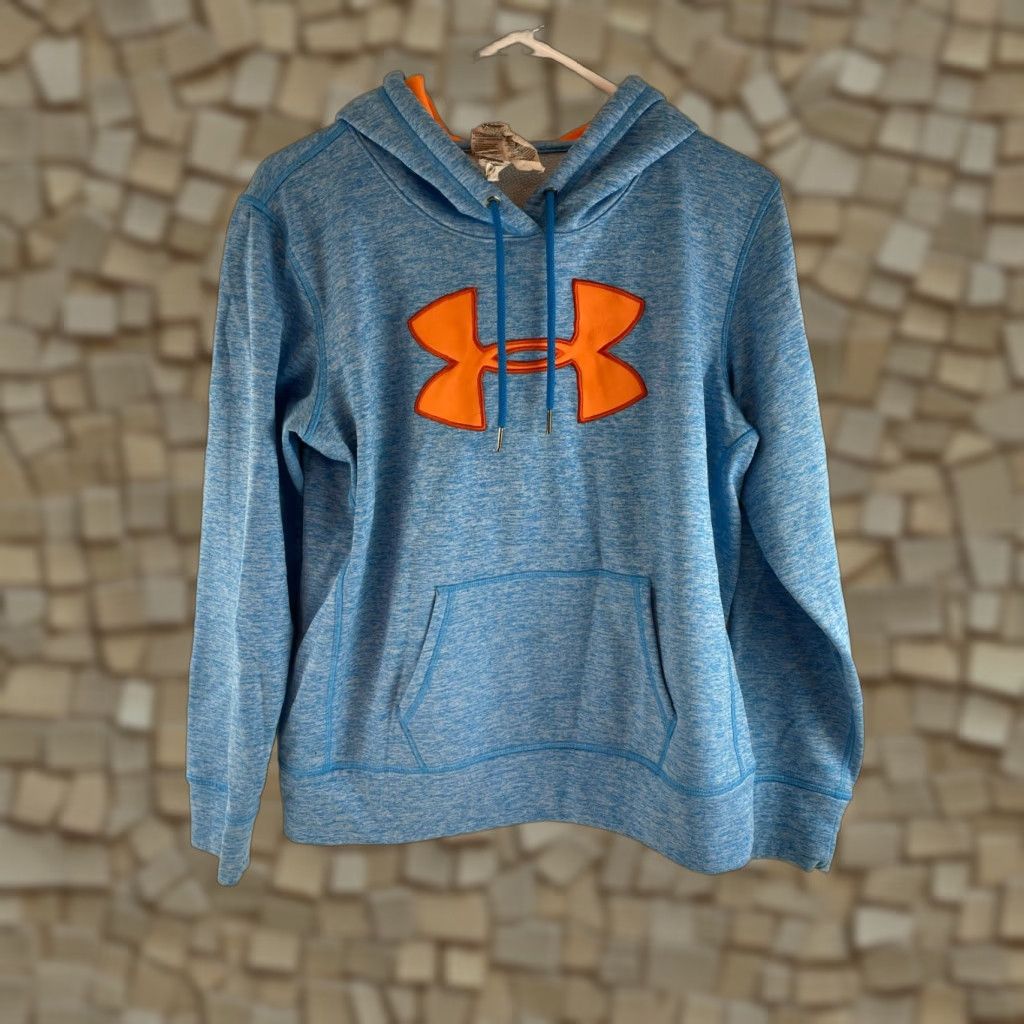 Under Armour VINTAGE? No, Under Armour Hoodie Women M Blue Heather Hooded pullover Drawstring Logo Size M / US 6-8 / IT 42-44 - 1 Thumbnail