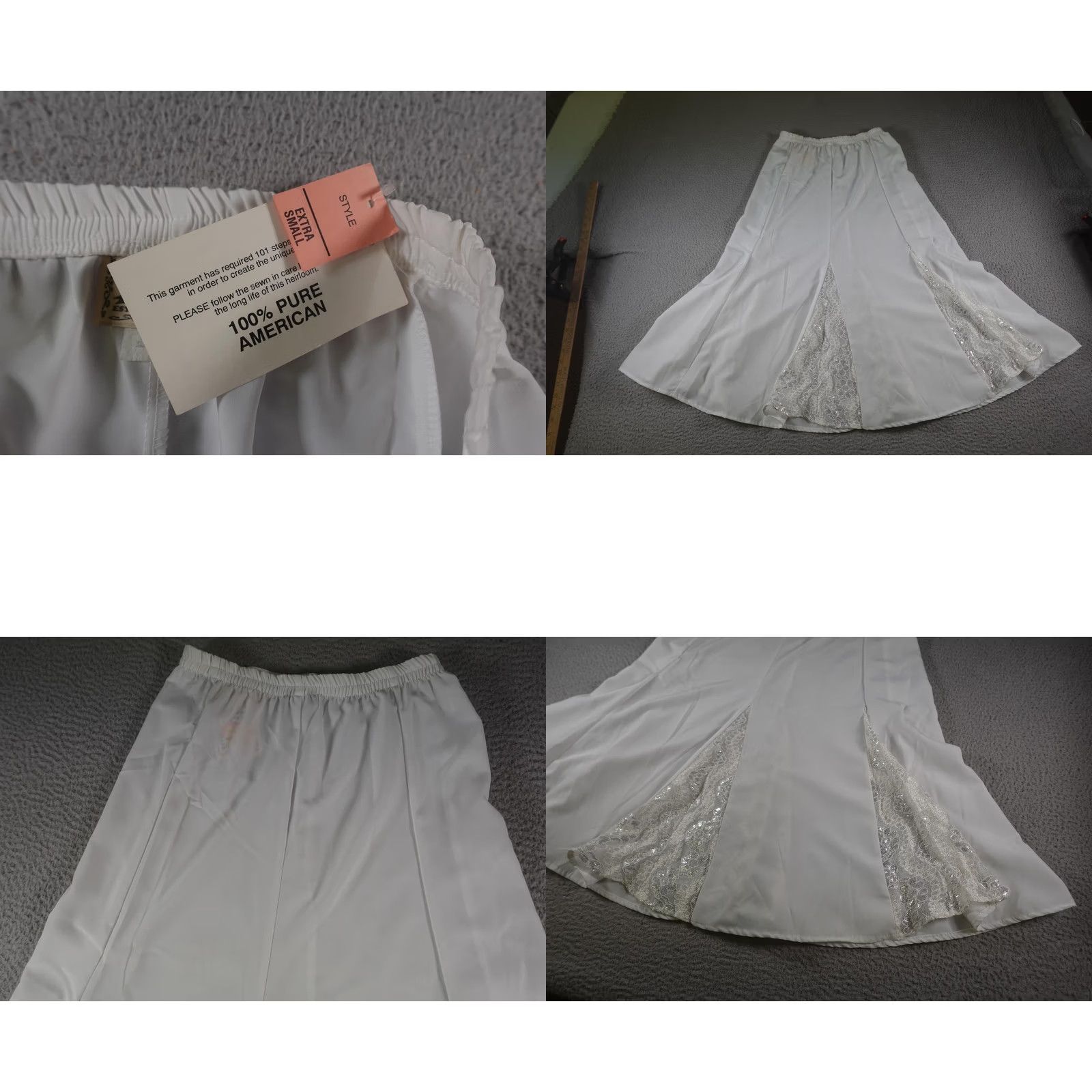 DANCER VINTAGE Western Skirt Womens XS White Sequin Lace Cowgirl Rodeo 90s Rugged, Formal, Wedding Ladies XS White Sequin Lace Cowgirl Rodeo Skirt Size 26" / US 2 / IT 38 - 9 Thumbnail