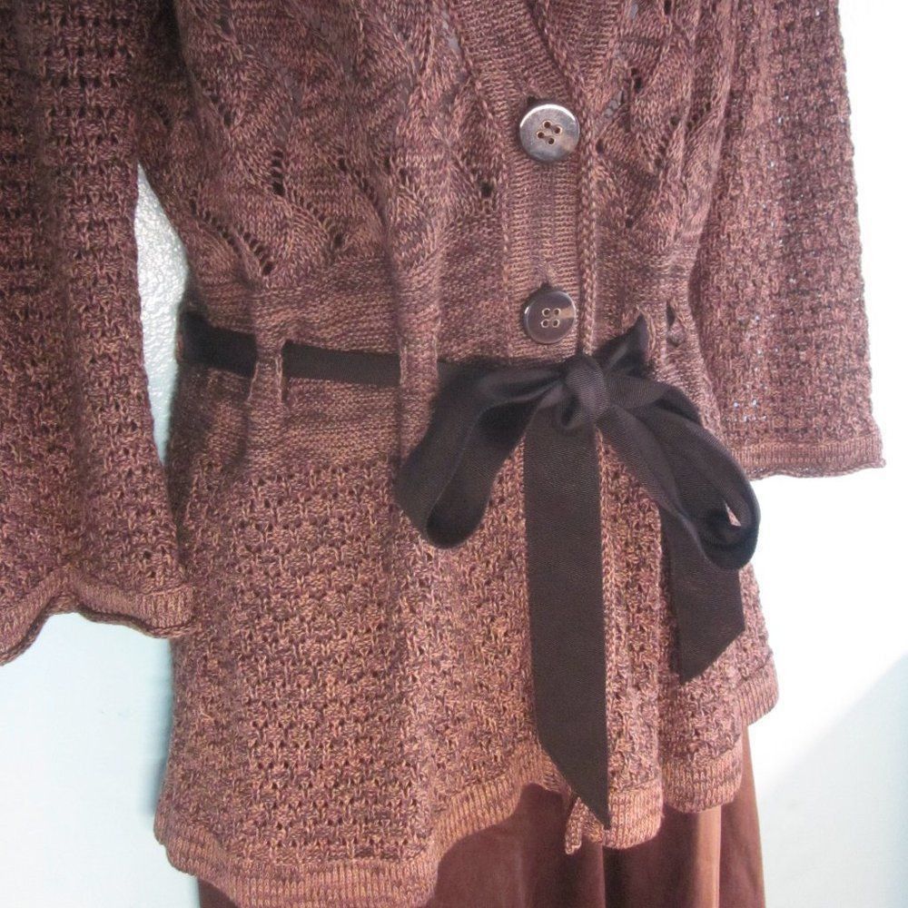 Vintage Classiques Entier Cardigan Brown Knit Linen Sz M Size M / US 6-8 / IT 42-44 - 12 Thumbnail