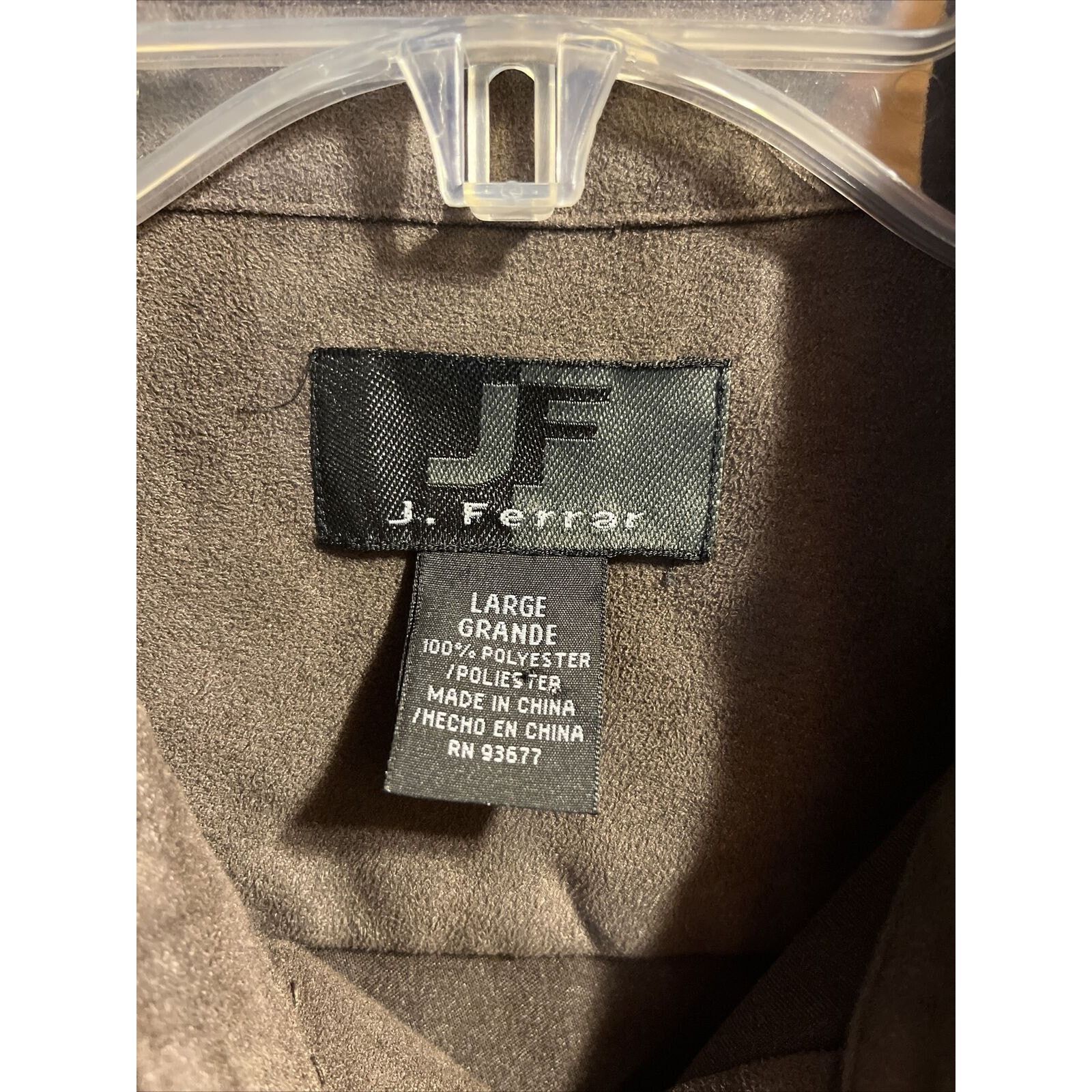 J Ferrar J. Ferrar Men’s L Brown LS Button Suede Feel Polyester Shirt Size US L / EU 52-54 / 3 - 3 Thumbnail