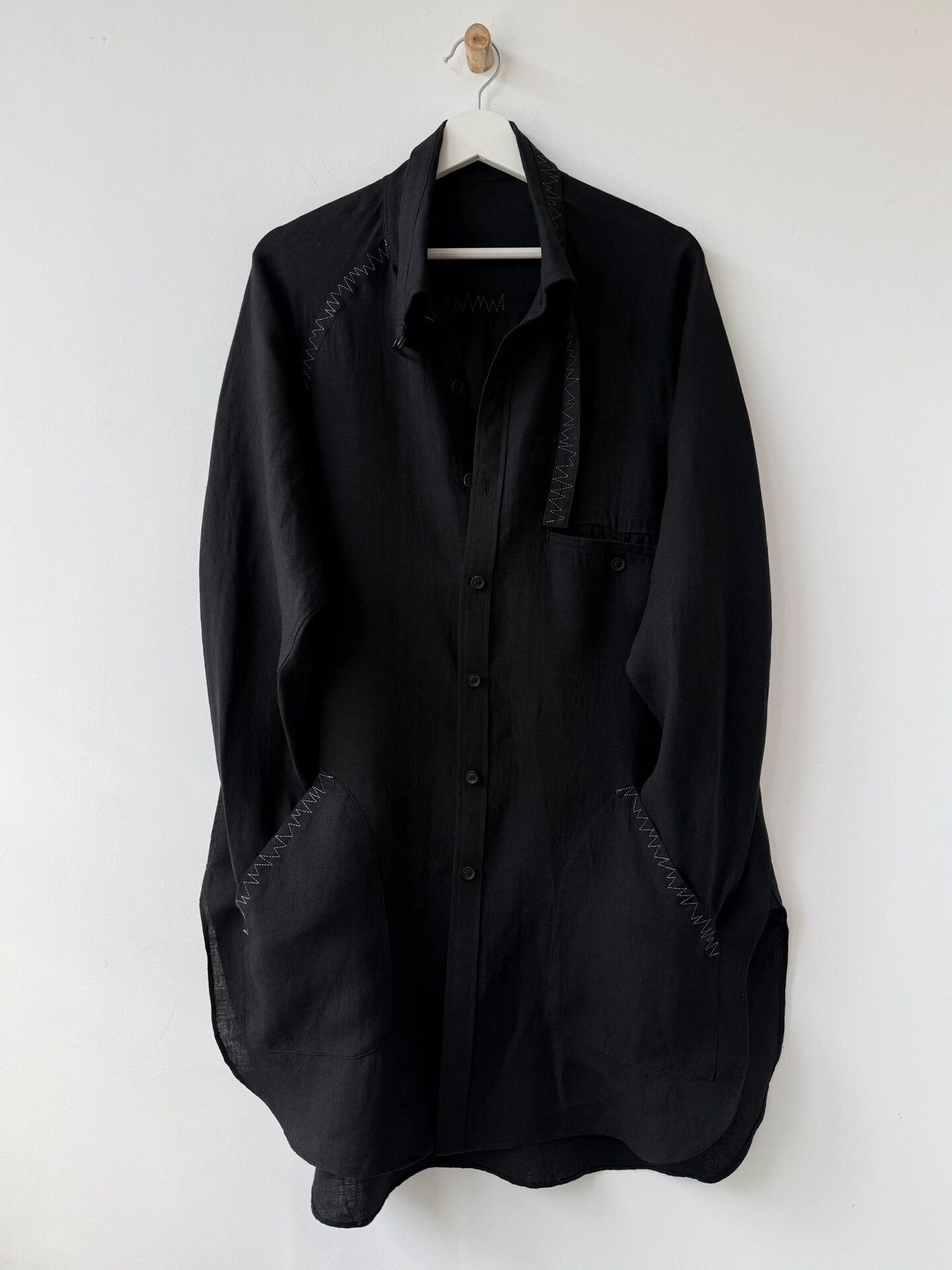 Yohji Yamamoto Yohji Yamamoto Black Linen Shirt Size US L / EU 52-54 / 3 - 1 Thumbnail