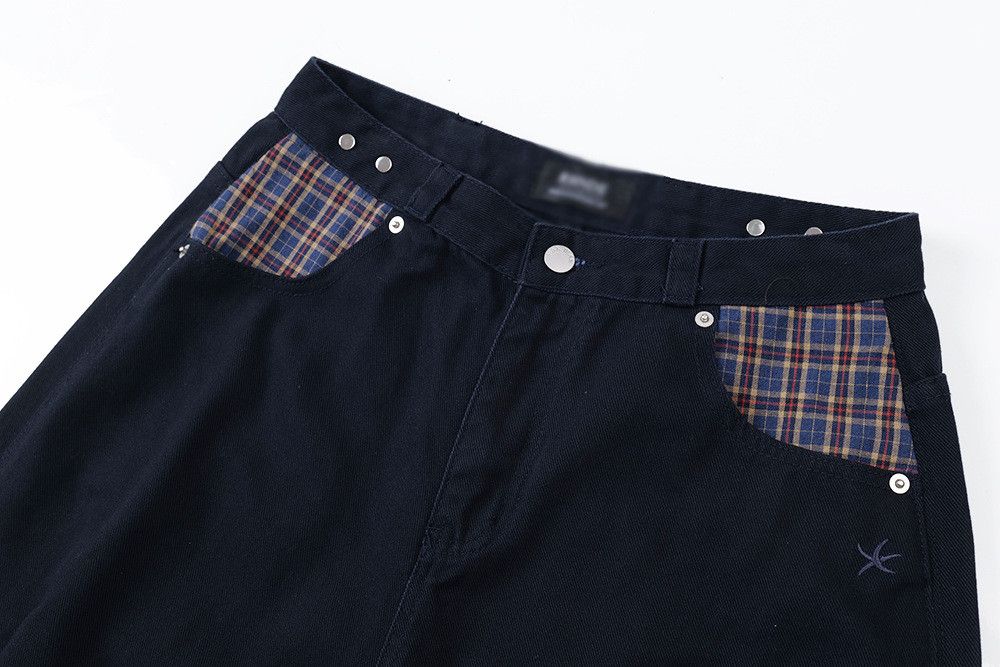 Jean Men's loose wide-leg contrast plaid denim shorts Size US 32 / EU 48 - 3 Thumbnail