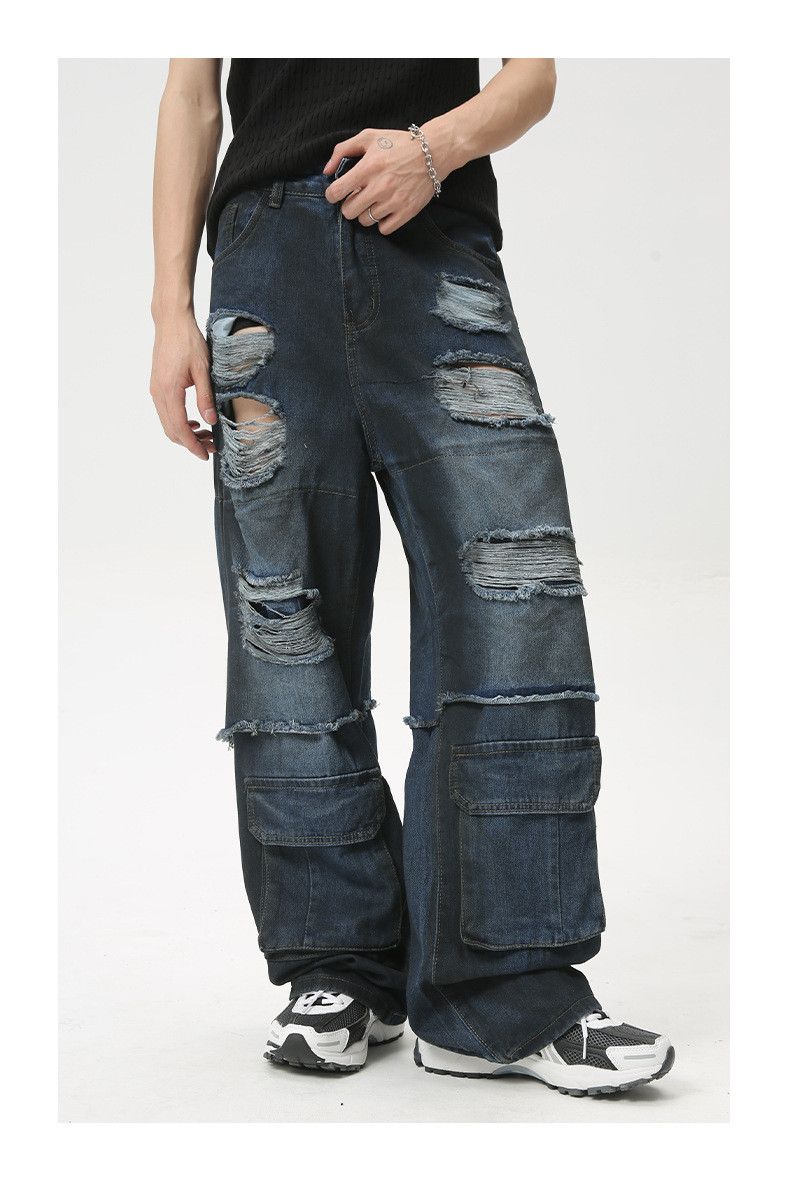 Japanese Brand × Jean Street retro heavy duty ripped multi-pocket cargo jeans Size US 32 / EU 48 - 3 Thumbnail