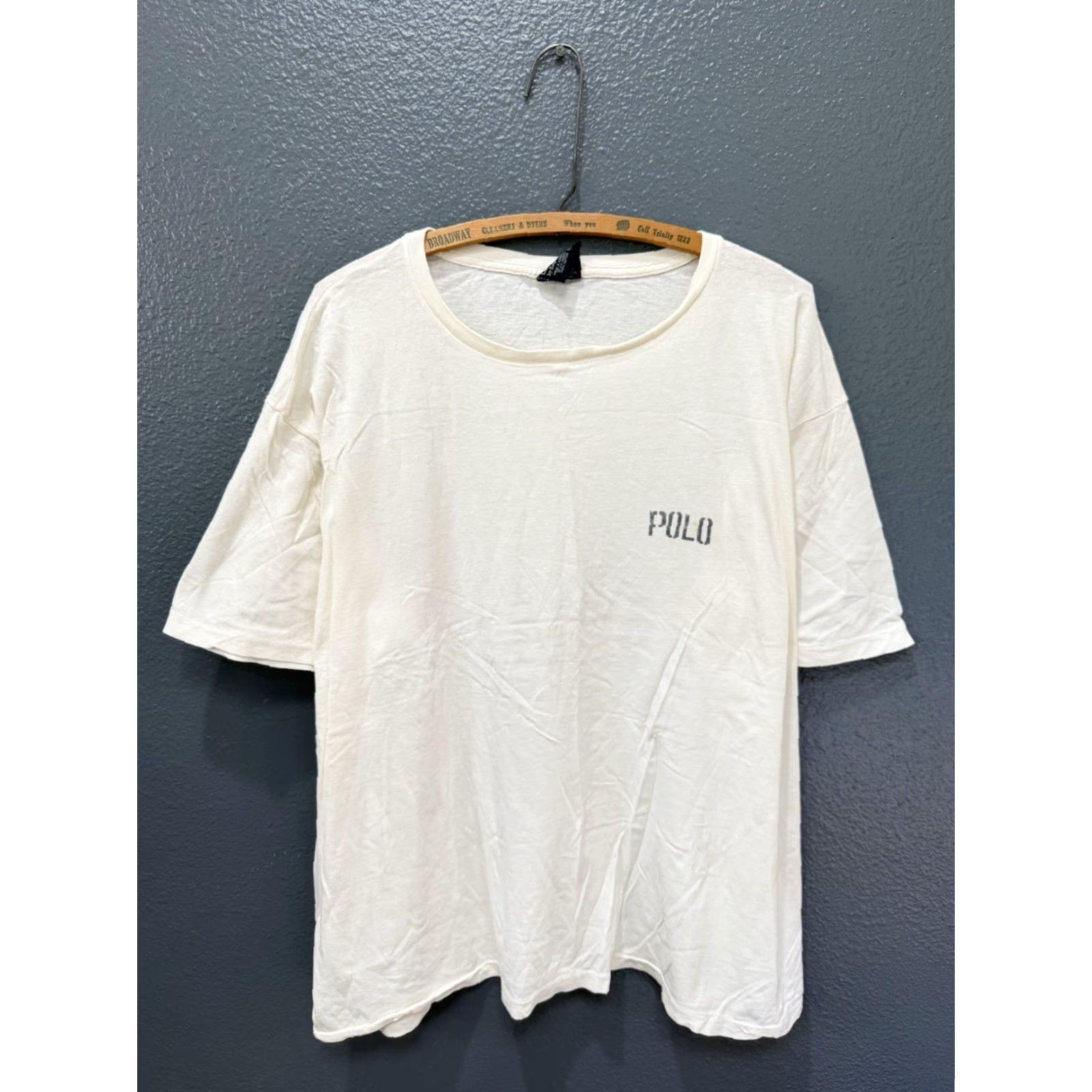 Ralph Lauren VINTAGE 90s Polo Ralph Lauren Stencil Logo White Cotton Tee Shirt 2XL Mens Shirt Logo 90s Size US XXL / EU 58 / 5 - 3 Thumbnail