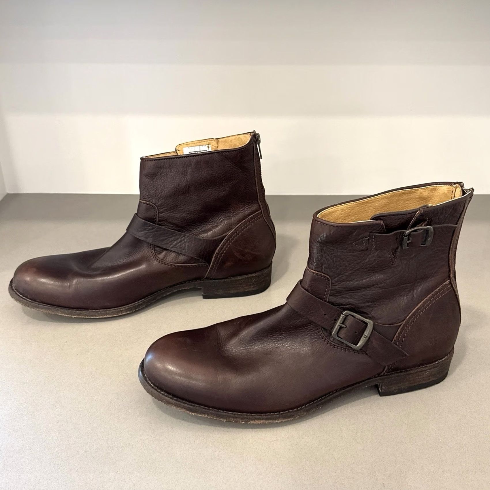 Frye Frye Boots Engineer Brown Leather 13 D Men Tyler 3486073 Buckle Moto Biker Leather Outsole Size US 13 / EU 46 - 4 Thumbnail