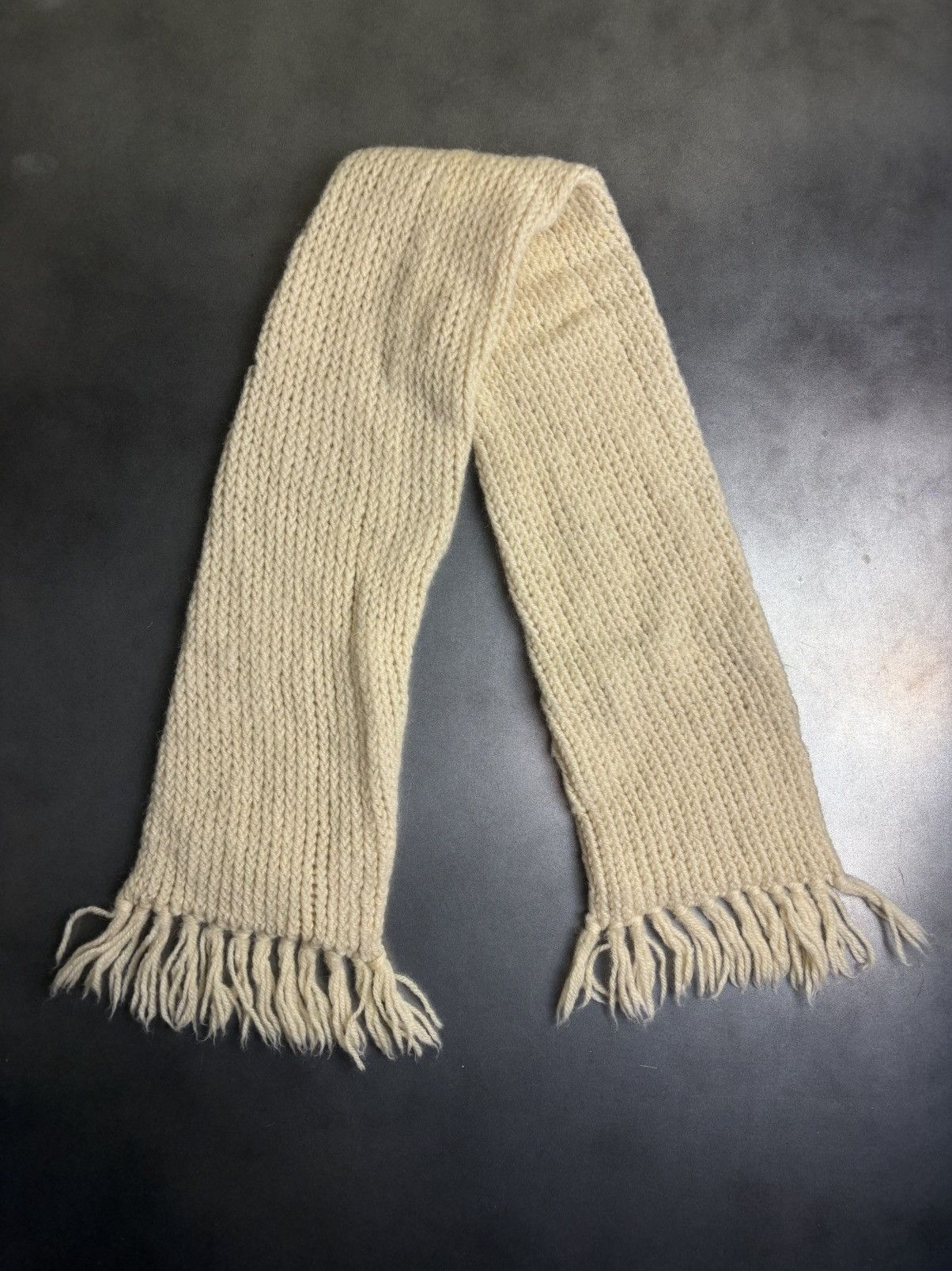 Aran Isles Knitwear × Vintage Vintage Scarf Cream Cable Knit Wool Acrylic Handknit 70s 80s Size ONE SIZE - 1 Thumbnail