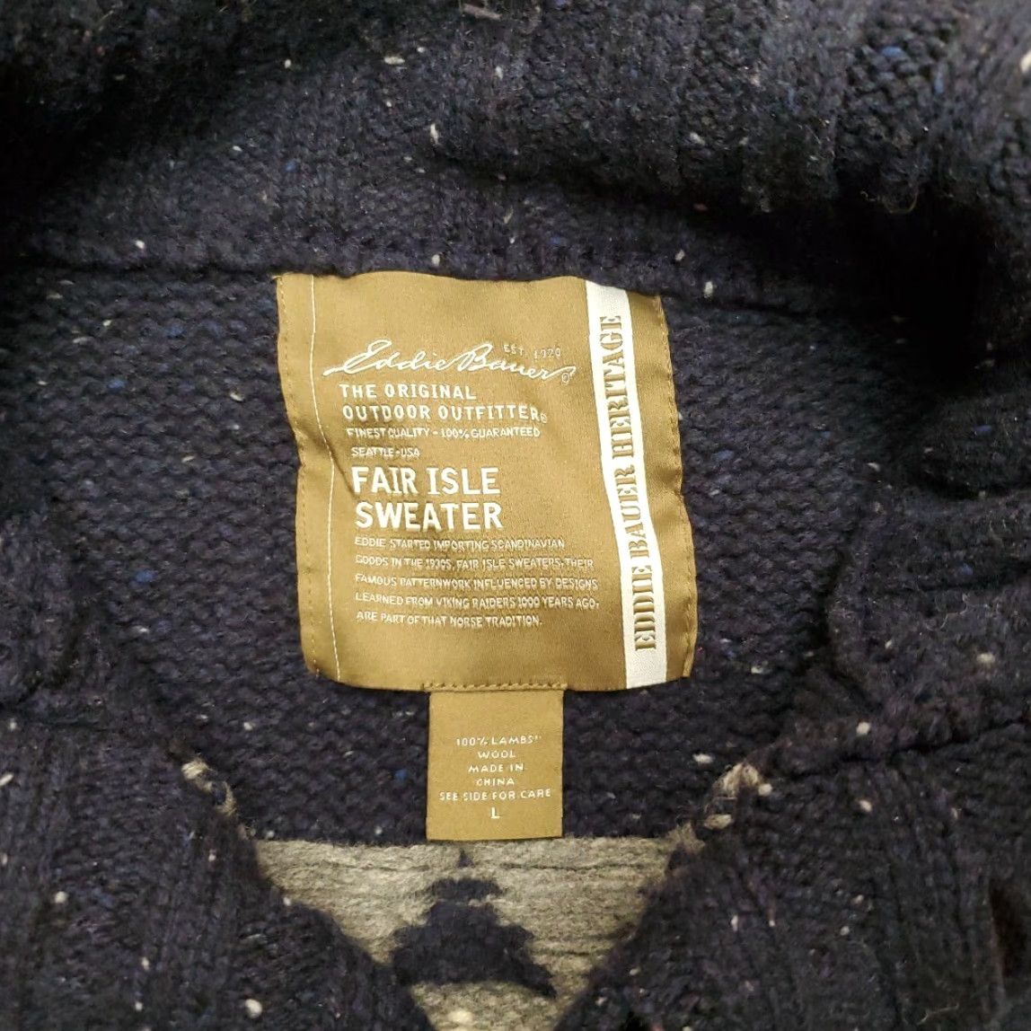 Eddie Bauer VINTAGE Eddie Bauer Sweater Mens L Blue 100% Lambs Wool Heritage Chunky Fair Isle Nordic Mens Size US L / EU 52-54 / 3 - 4 Thumbnail