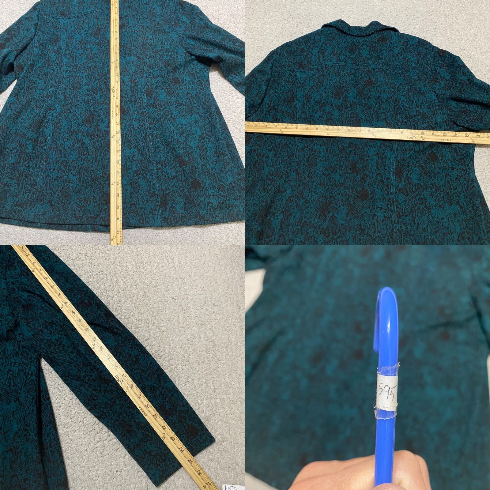 Vintage Chico's Jacket Womens Plus 22 Green Snake Print Full Zip Long Sleeve Jacket Size 3XL / US 20-22 - 8 Thumbnail