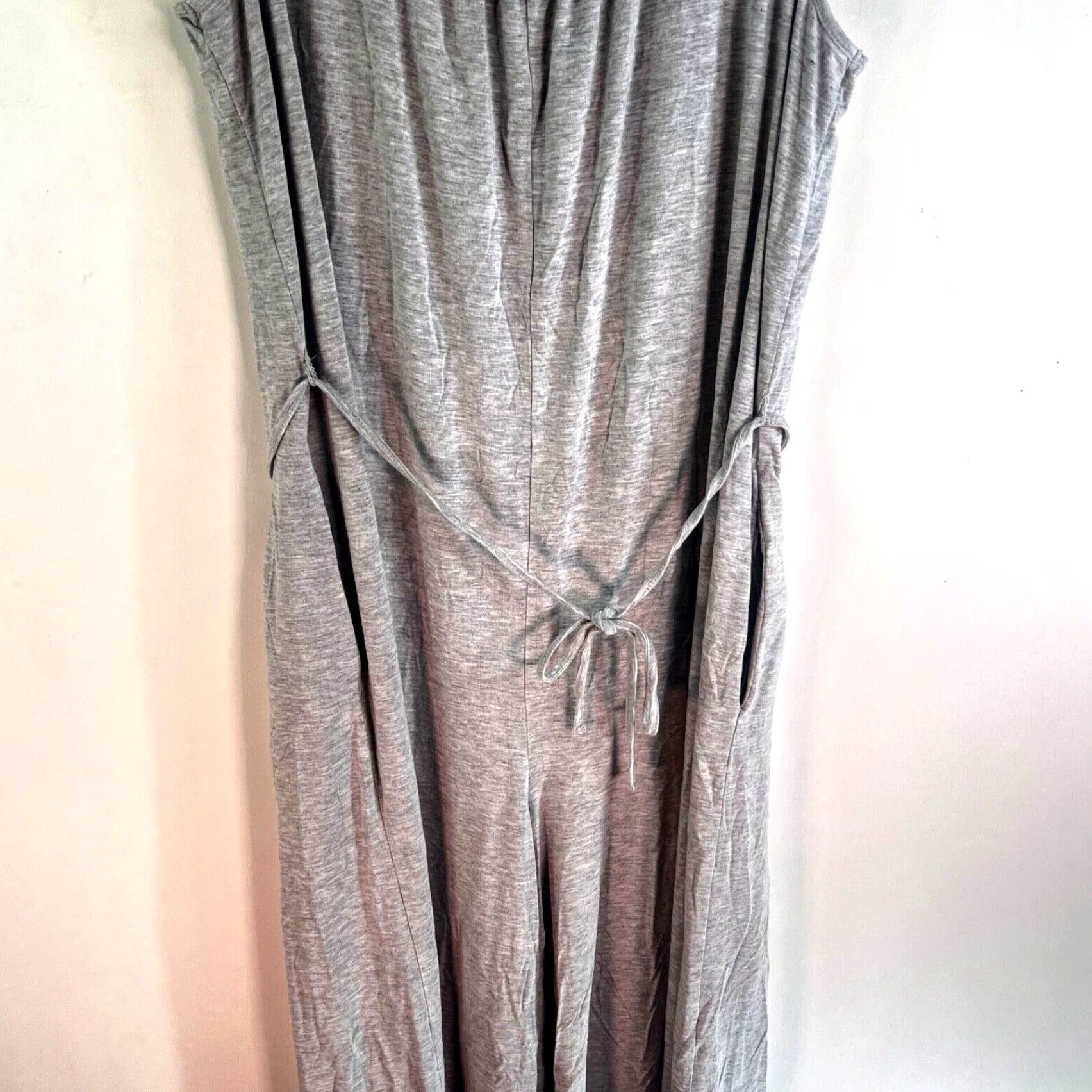 Vintage Cupio Jumpsuit One-Piece Wide-Leg Tie Scoop Neck Gray Women’s M Casual, Activewear, Travel, Workwear Size 32" / US 10 / IT 46 - 3 Thumbnail