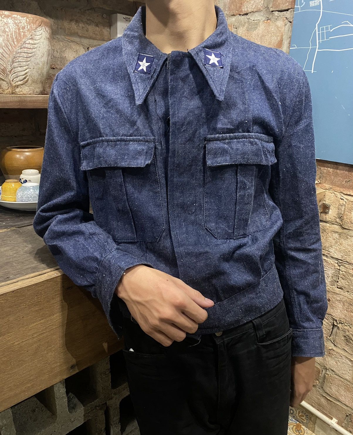 Denim Jacket × Military × Vintage Vintage 1970s Italian
