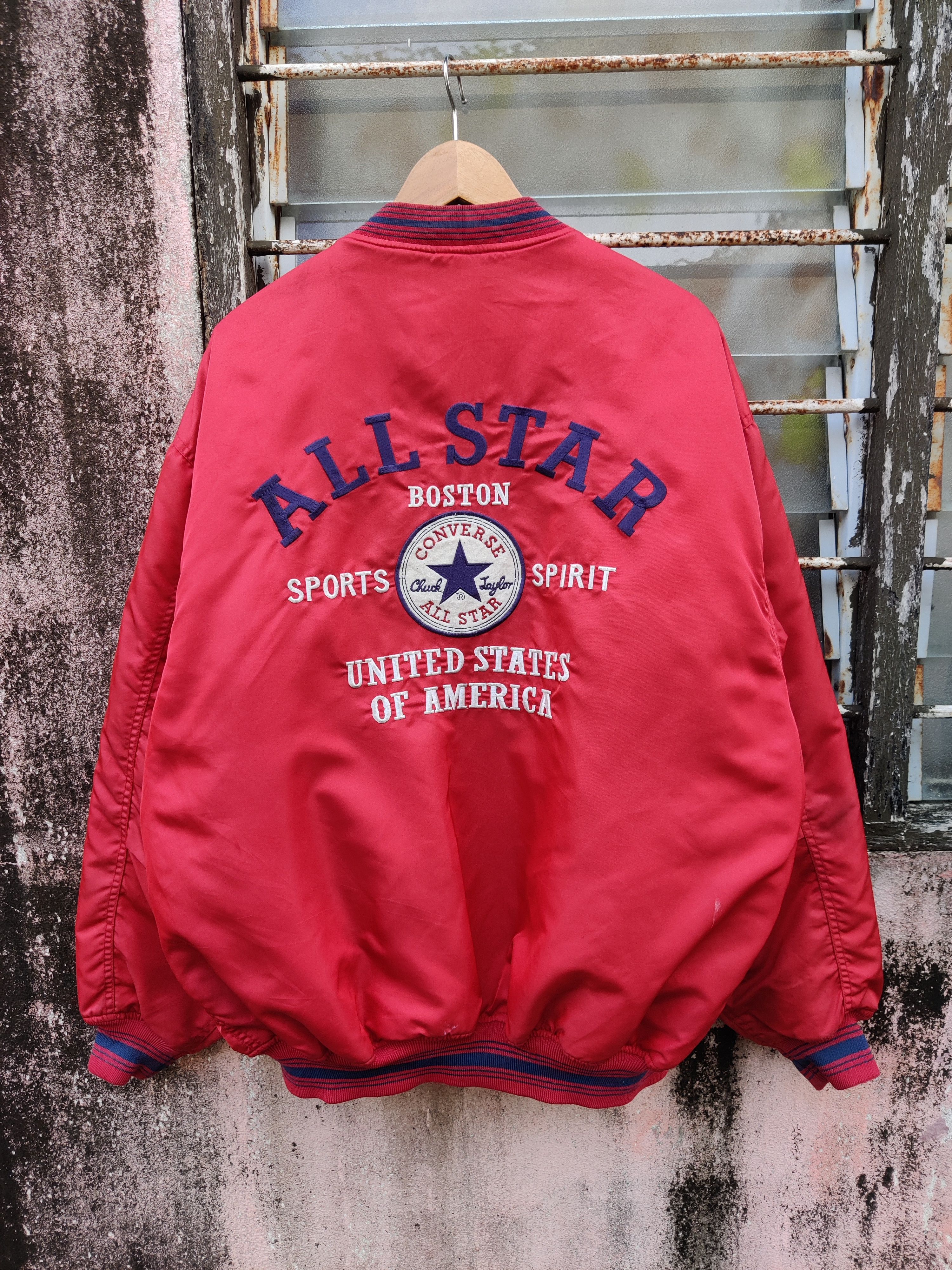 Converse Vintage Distressed Converse Boston Embroided Bomber Jacket Size US XXL / EU 58 / 5 - 2 Thumbnail