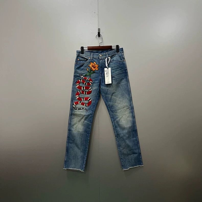 Gucci Gucci Viper floral embroidered jeans Size US 29 - 1 Thumbnail