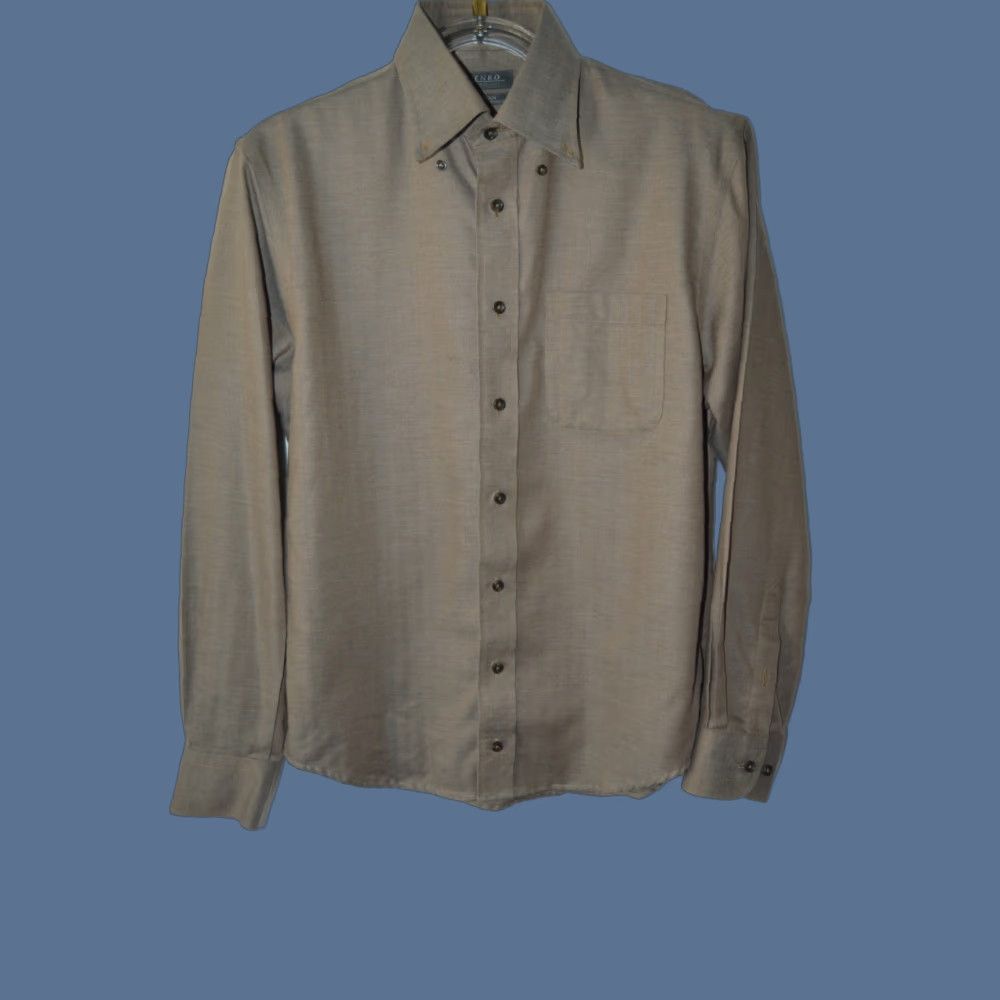 Enro ENRO Mens Dress Shirt Long Sleeve Brown Cotton Medium Pocket Size 40R - 1 Thumbnail