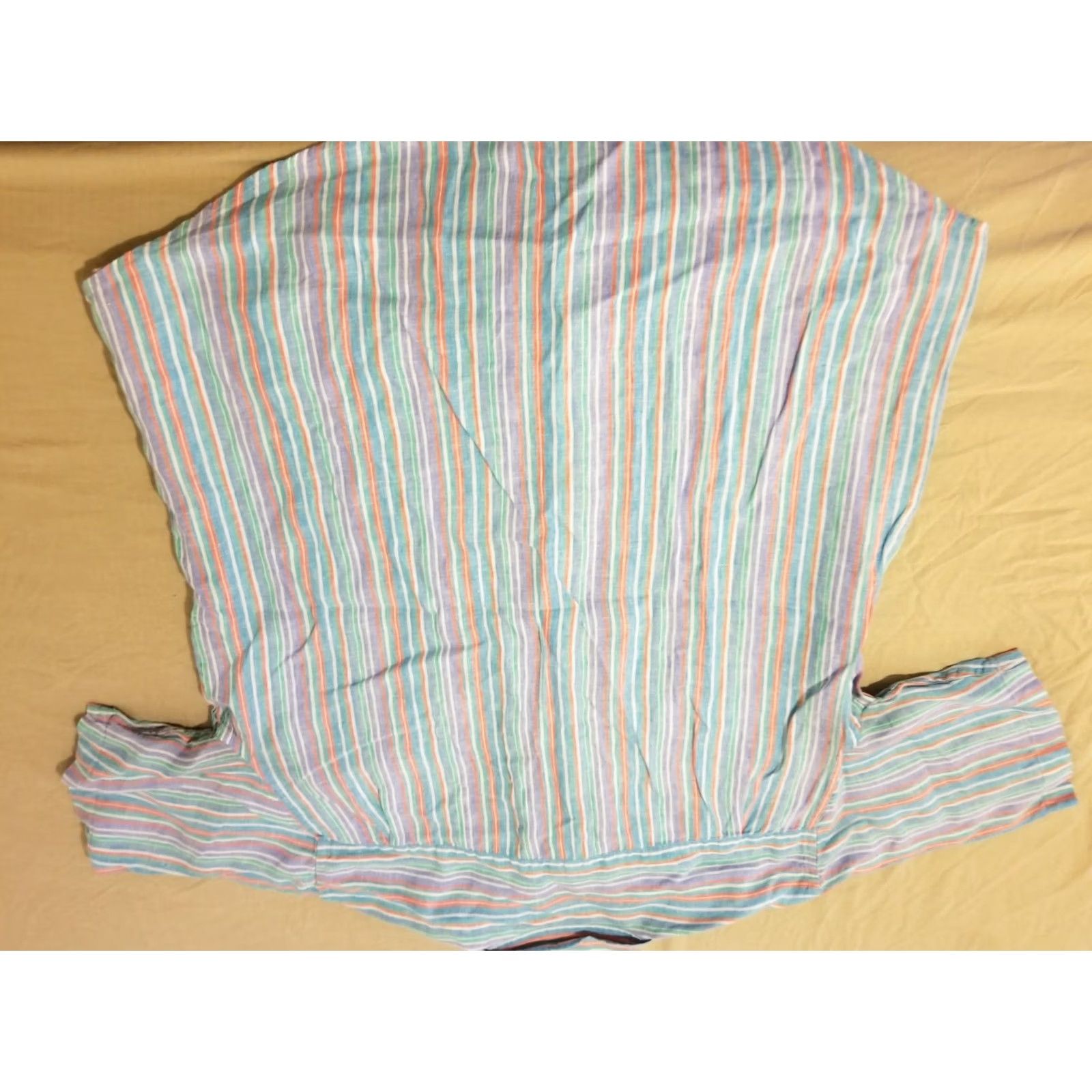 Jos. A. Bank Mens Jos. A. Bank Shirt XL Green Blue Button Linen Short Sleeve Size 46R - 6 Thumbnail