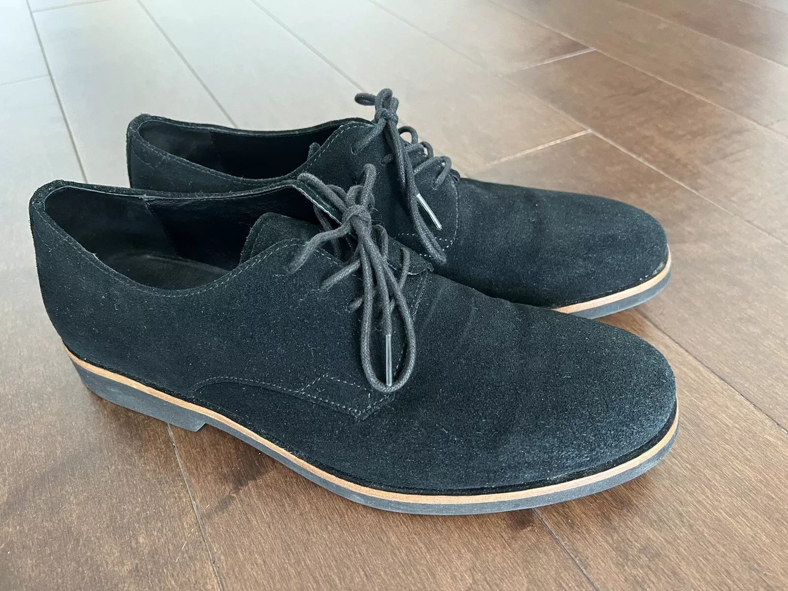 Calvin Klein Faustino Black Oily Suede Oxfords Size US 9.5 / EU 42-43 - 1 Thumbnail