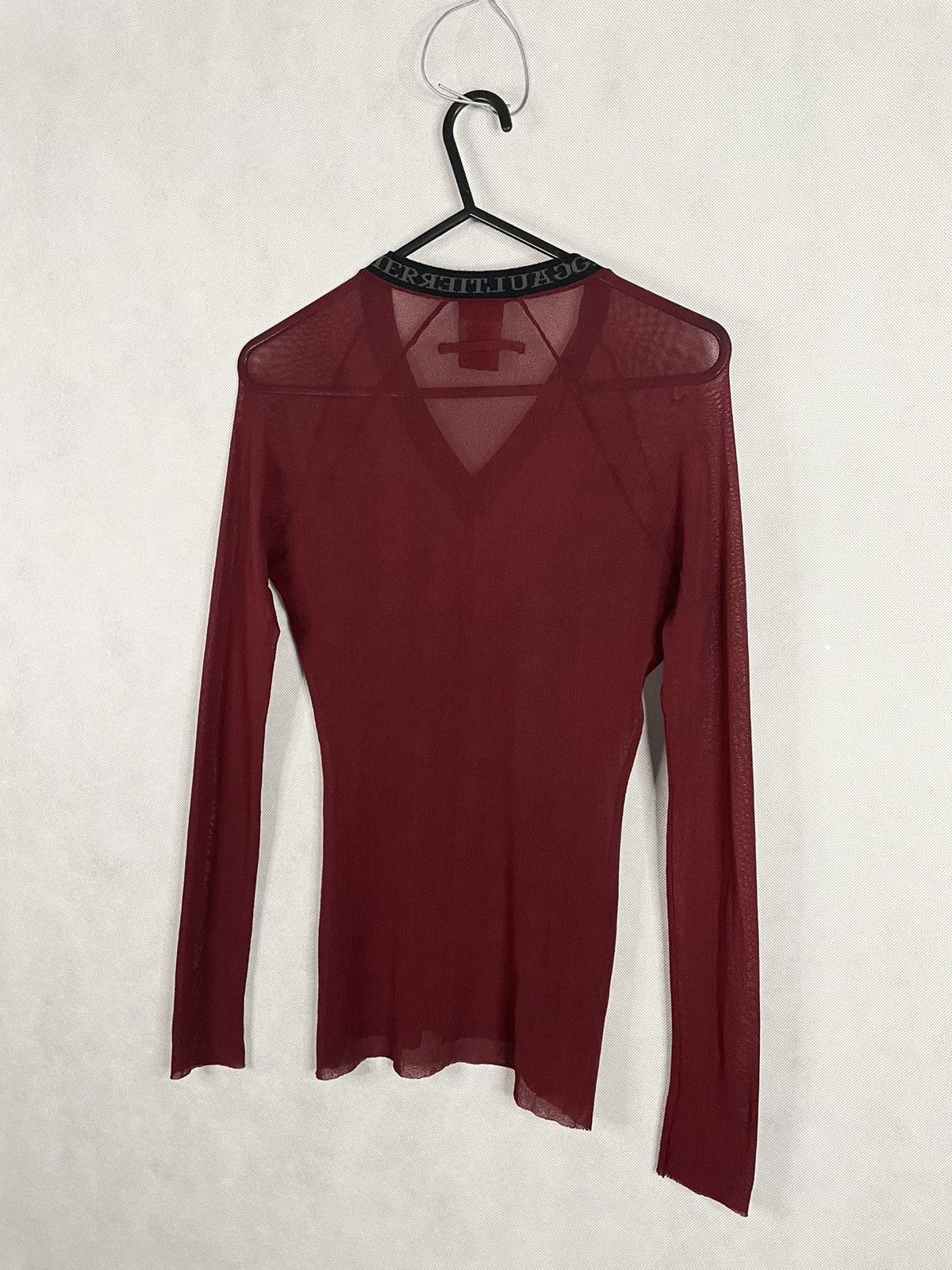 Jean Paul Gaultier JPG Vintage V Neck Mesh Long Sleeve Top