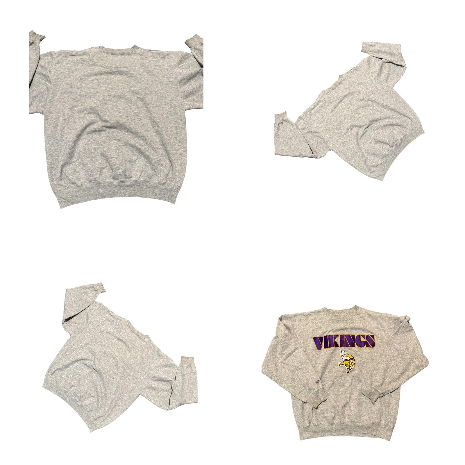 Vintage VINTAGE Majestic Minnesota Vikings Pullover Sweatshirt Crew Neck Cotton Gray XL Distressed Mens Size US XL / EU 56 / 4 - 8 Thumbnail