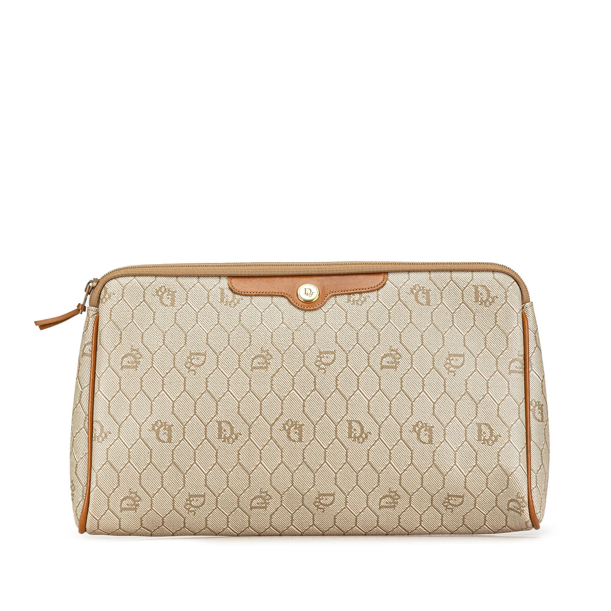 Dior Dior Honeycomb Coated Canvas Clutch Brown Size ONE SIZE - 1 Thumbnail
