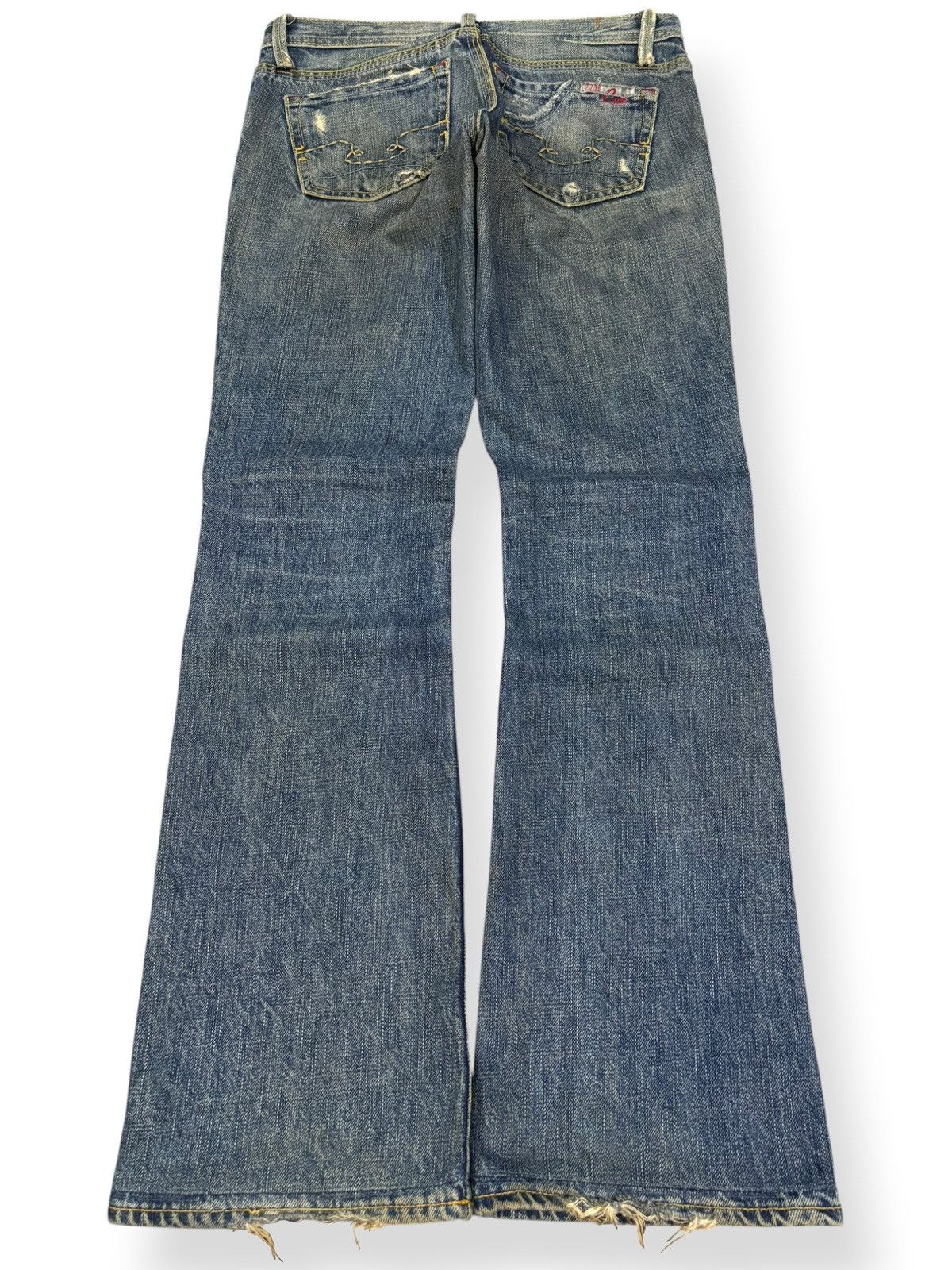Vintage Vintage Y2K Blue Cult Midrise Flare Leg Mud Wash Jeans Size 28" / US 6 / IT 42 - 2 Thumbnail