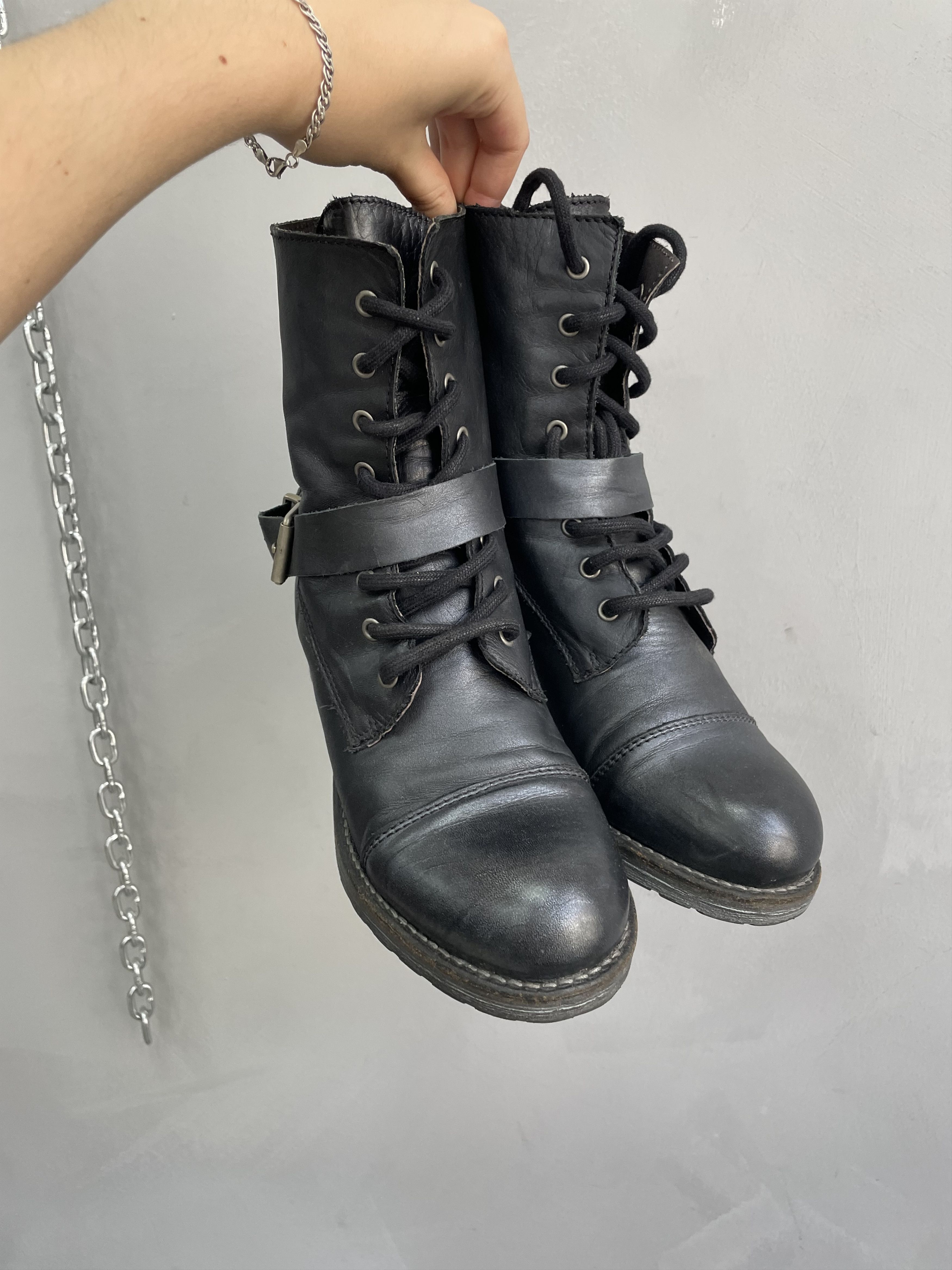 If Six Was Nine Rare japanese Rick owens style leather moto boots y2k Size US 7 / EU 40 - 2 Thumbnail