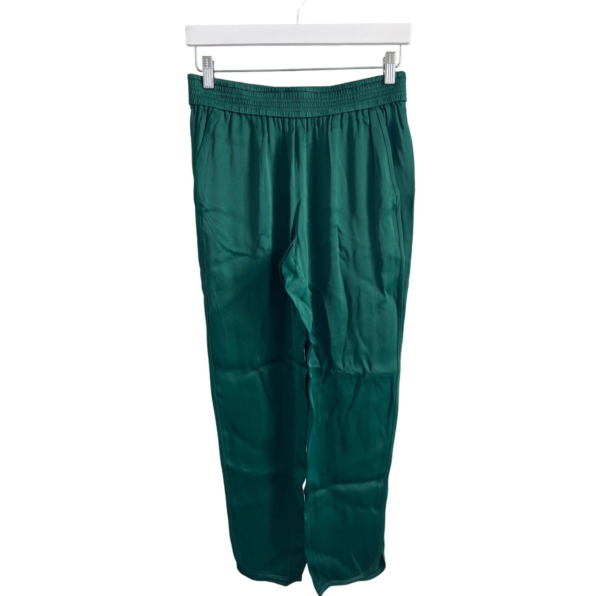Zara Zara Bottle Green Satin Effect Cropped Pants Size 27" / US 4 / IT 40 - 1 Thumbnail