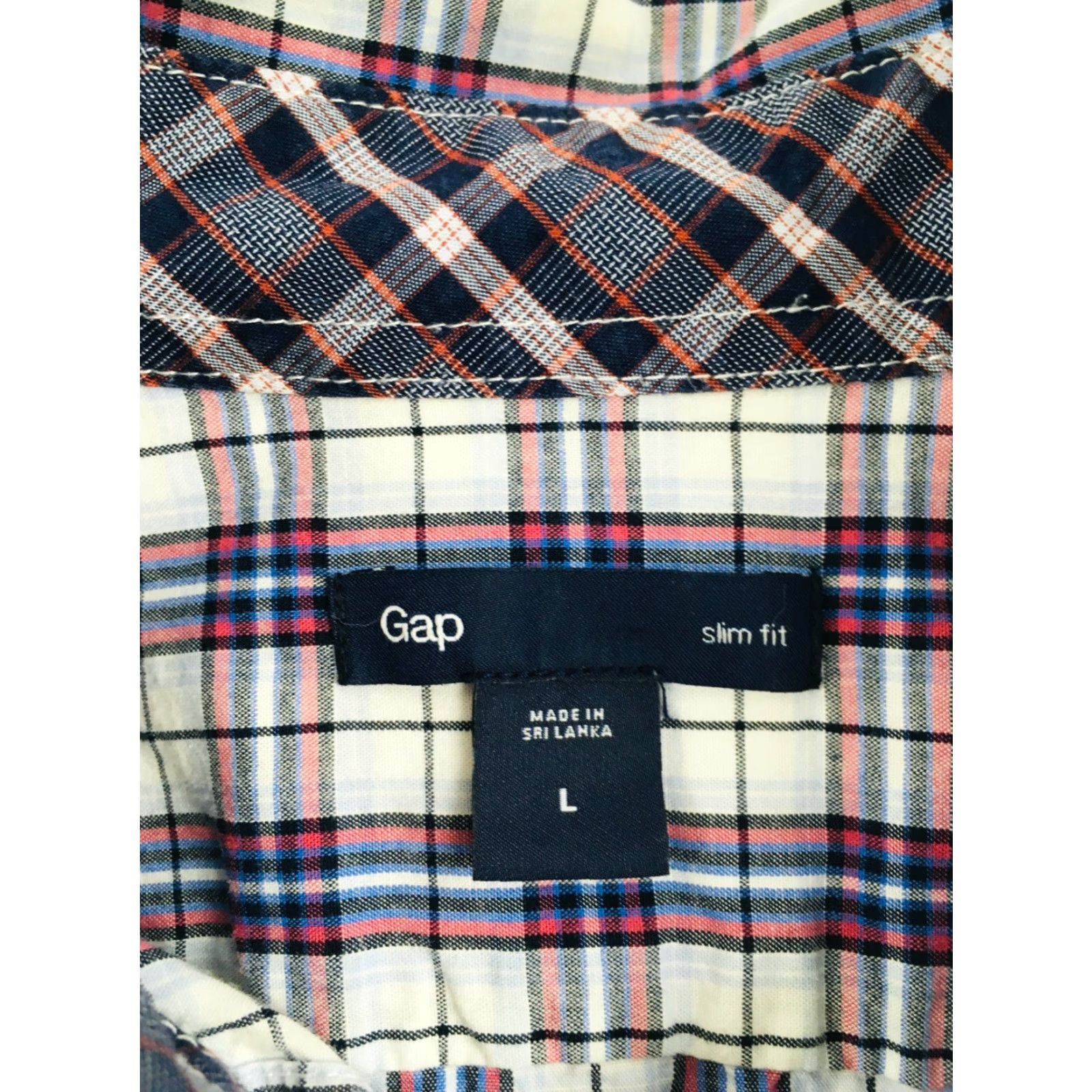 Gap Gap Shirt Men’s Large White Blue Red Long Sleeve Slim Fit Plaid Button Up Size US L / EU 52-54 / 3 - 6 Thumbnail