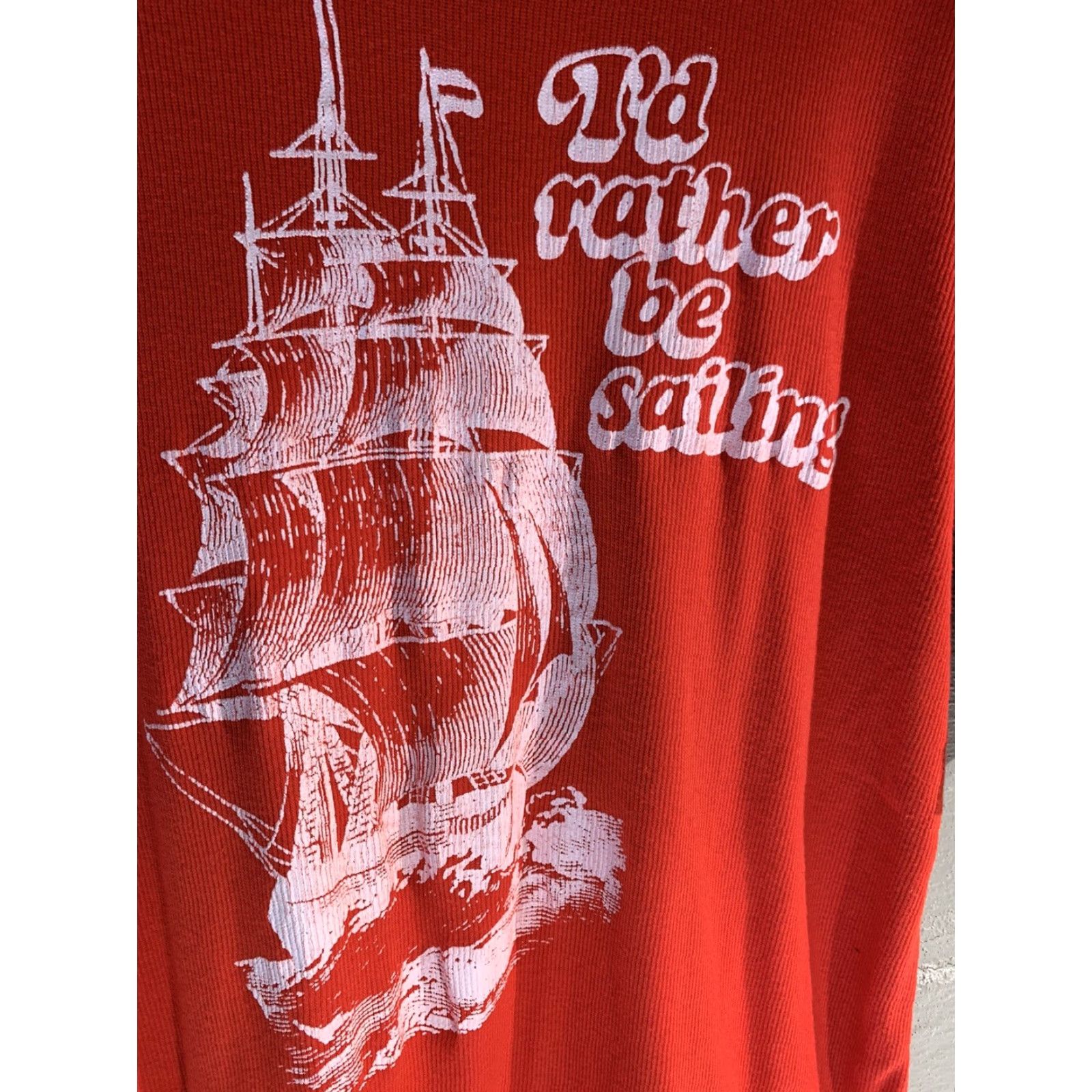 Vintage VINTAGE 50s 60s T-Shirt id rather be sailing boat ocean red XL Men Size US XL / EU 56 / 4 - 2 Thumbnail
