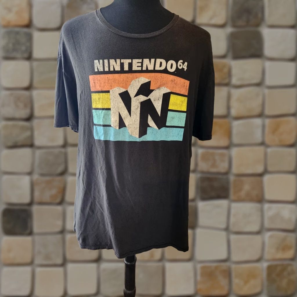 Nintendo Nintendo 64 Shirt Adult 2XL Black Logo Casual Video Games Men's Size US XXL / EU 58 / 5 - 1 Thumbnail