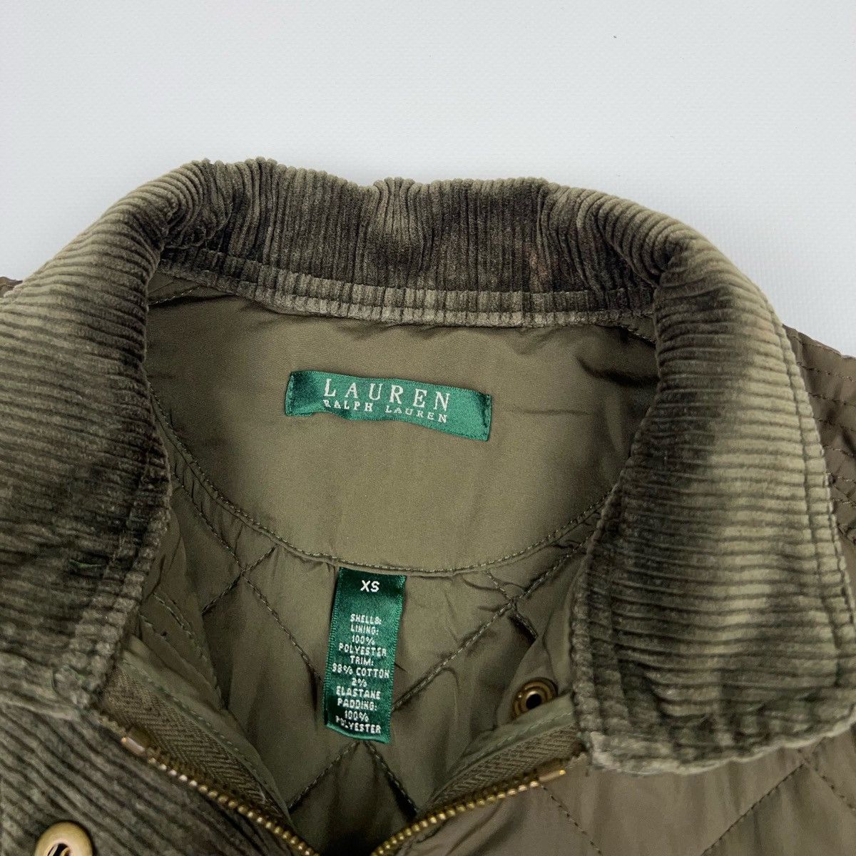 Lauren Ralph Lauren Ralph Lauren Quilted Khaki Olive Jacket Green Corduroy Neck Size XS / US 0-2 / IT 36-38 - 9 Thumbnail