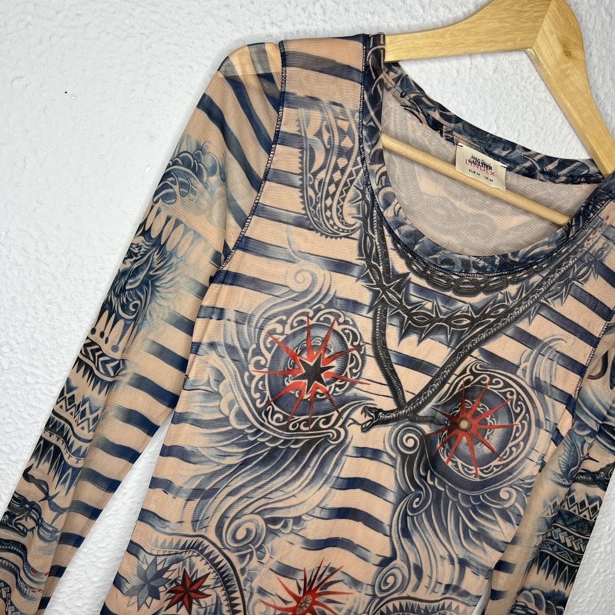 Jean Paul Gaultier Jean Paul Gaultier Mesh Top Tattoo Long Sleeve Mini Dress Size M / US 6-8 / IT 42-44 - 4 Thumbnail