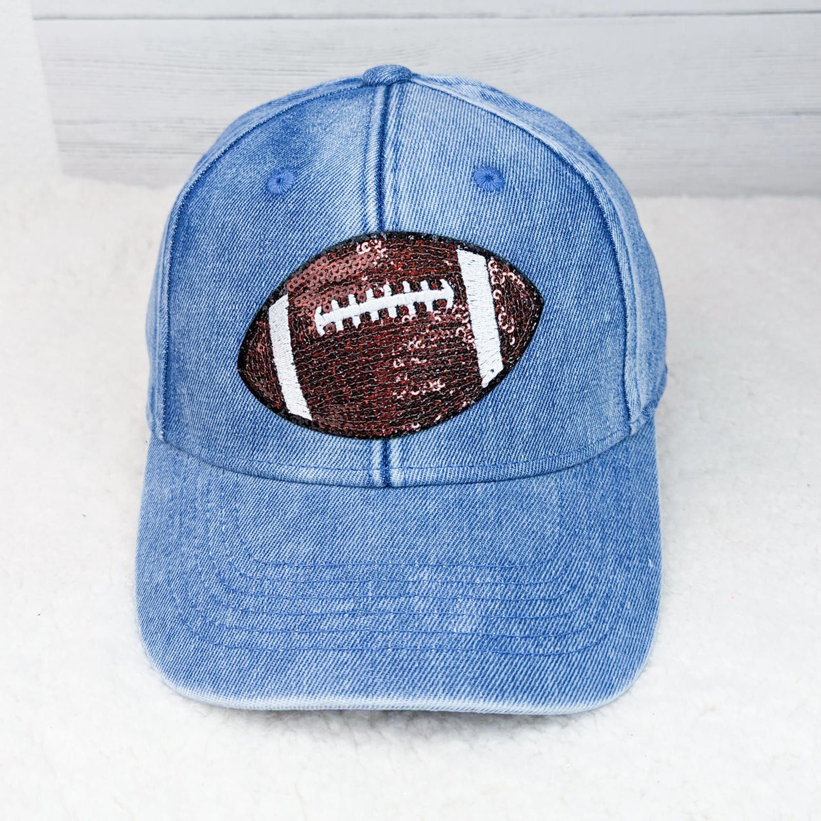 Other Denim Hat With Sequin Football Patch Size ONE SIZE - 1 Thumbnail