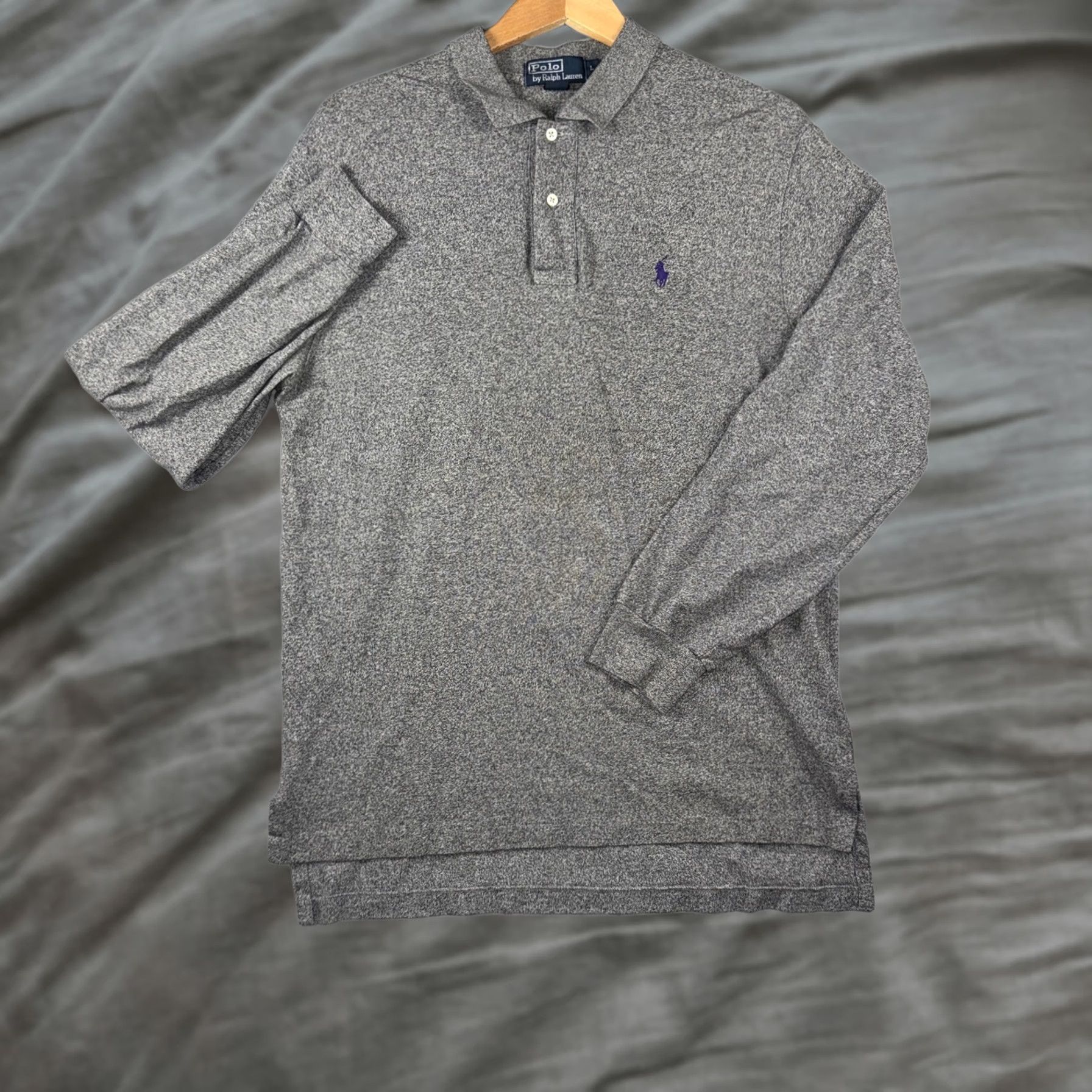 Polo Ralph Lauren Polo Ralph Lauren Mens Large Gray Long Sleeve Cotton Pony Logo Polo Shirt Size US L / EU 52-54 / 3 - 1 Thumbnail