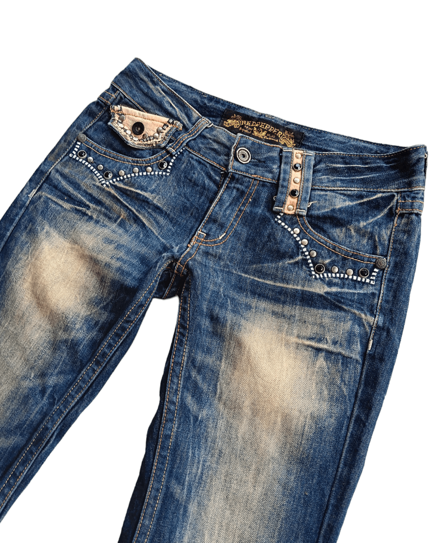 Vintage RARE! Vintage japan red peppers low rise flared denim pants Size US 30 / EU 46 - 6 Thumbnail