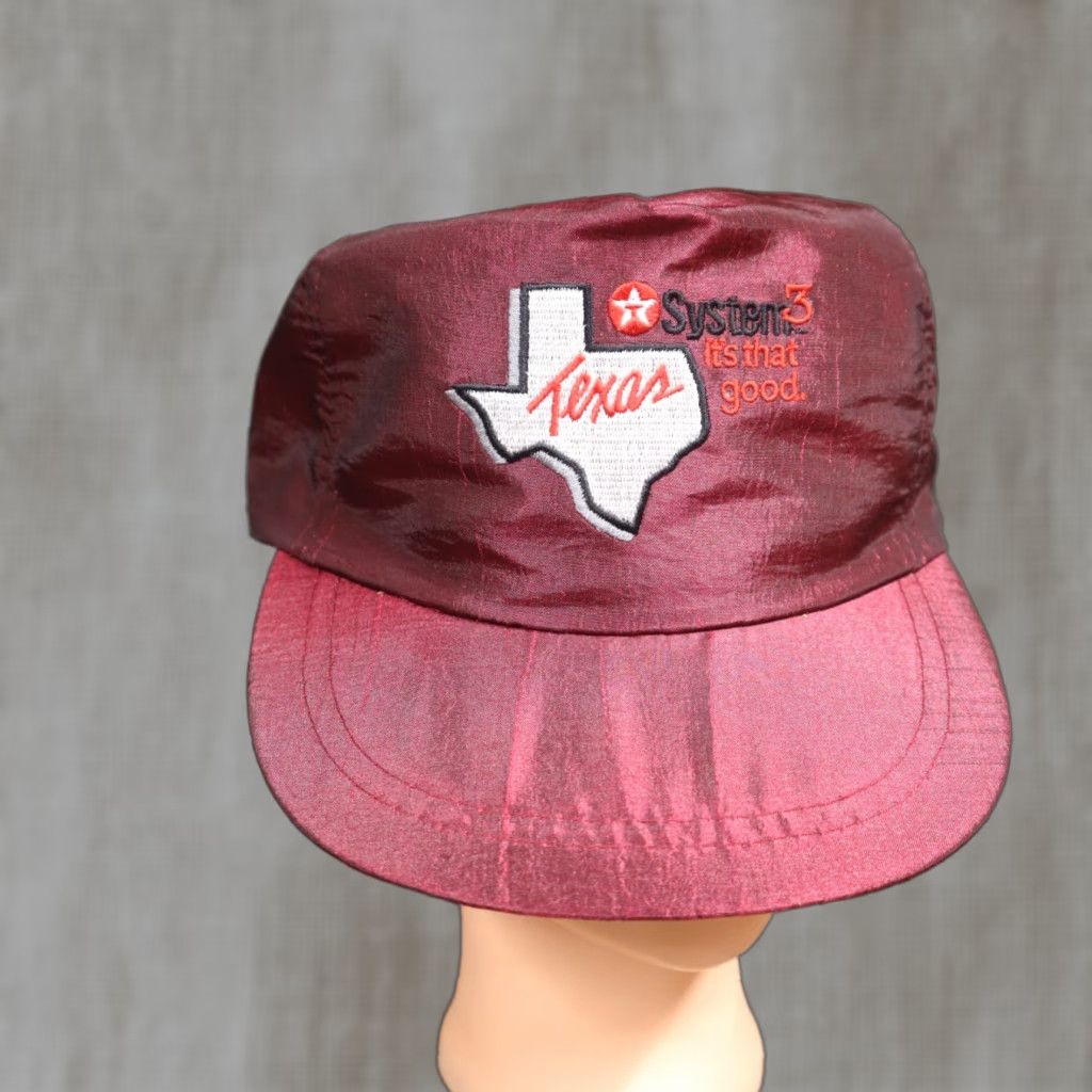Vintage VINTAGE Texaco Hat Unisex Adults Adjustable Nylon Maroon 90s Trucker Hat Texas State Theme 1980s/90s It’s That Good Texas State Texaco Hat Mens Size ONE SIZE - 1 Thumbnail