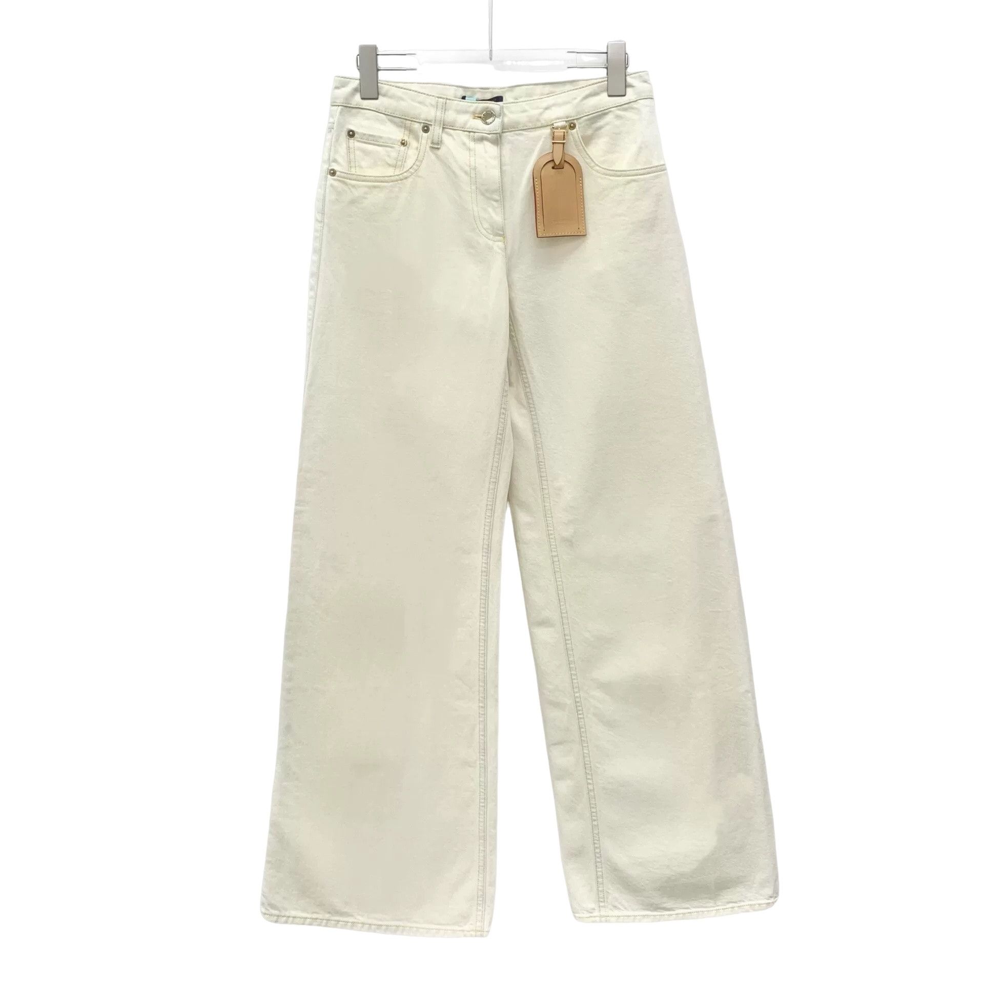 Louis Vuitton Louis Vuitton White Cotton Wide Leg Pants 36 Size 26" / US 2 / IT 38 - 1 Thumbnail