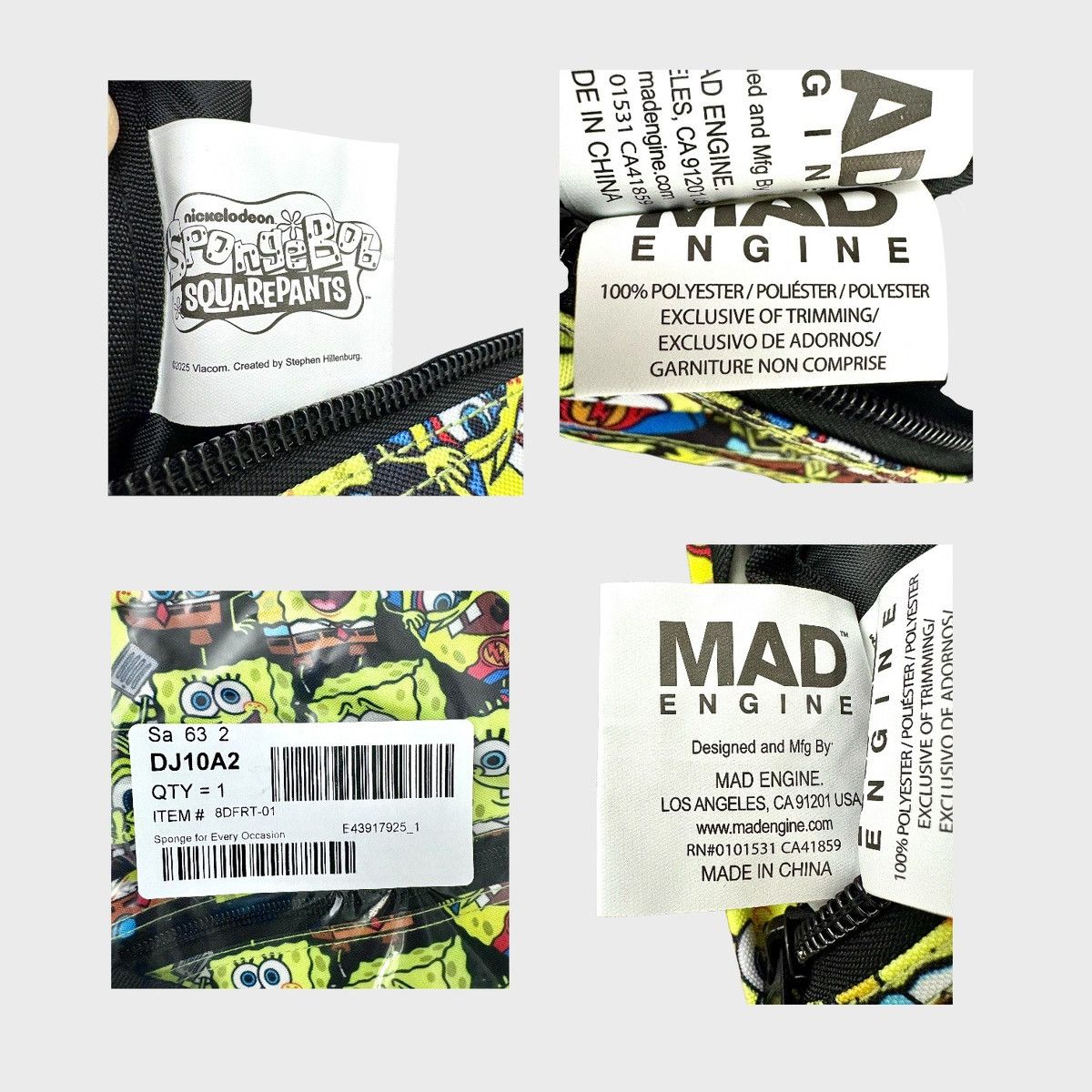 Mad Engine Mad Engine Unisex Sponge for Every Occasion Backpack 17x15” Size ONE SIZE - 15 Thumbnail