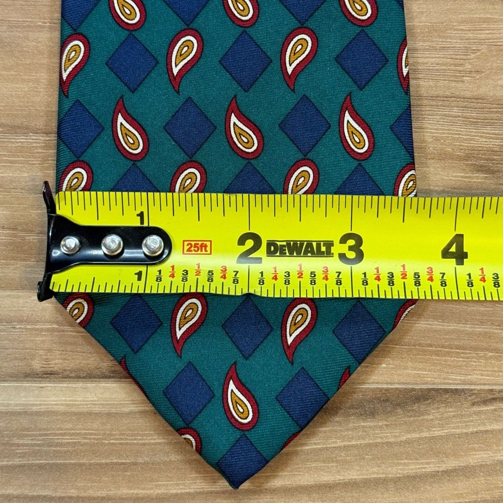 Brooks Brothers Brooks Brothers Makers Teal Paisley Silk Tie 3.75” USA Size 26 - 3 Thumbnail