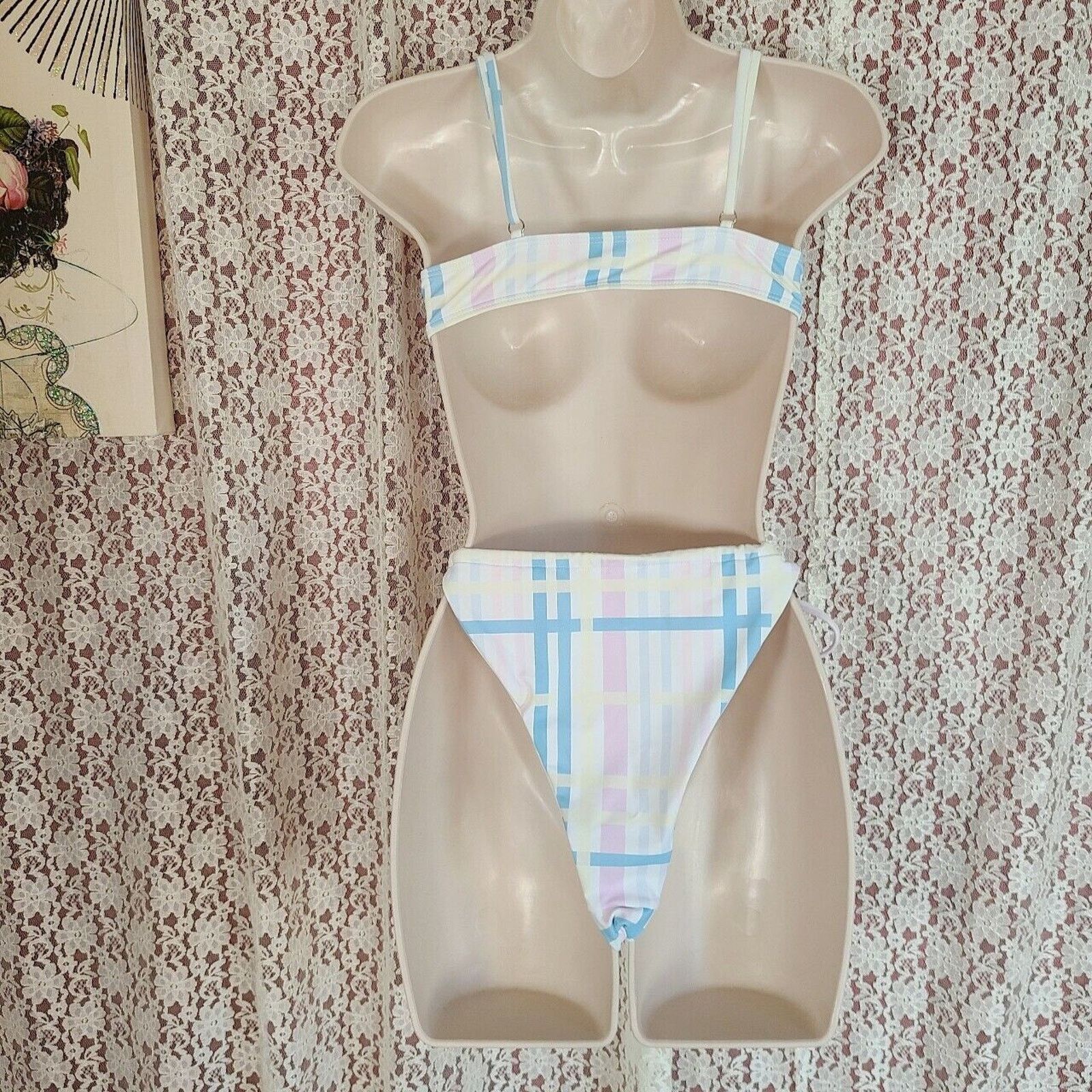Shein Nwt shein pastel plaid brief tie bottom bikini Size medium Size ONE SIZE - 6 Thumbnail